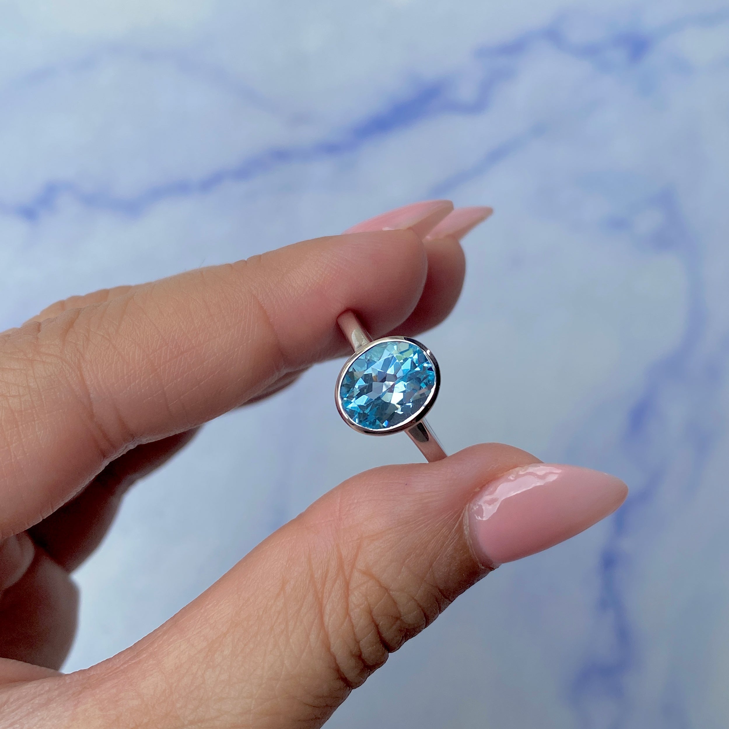 Blue Topaz Ring-(BTZ-SR-1623.)