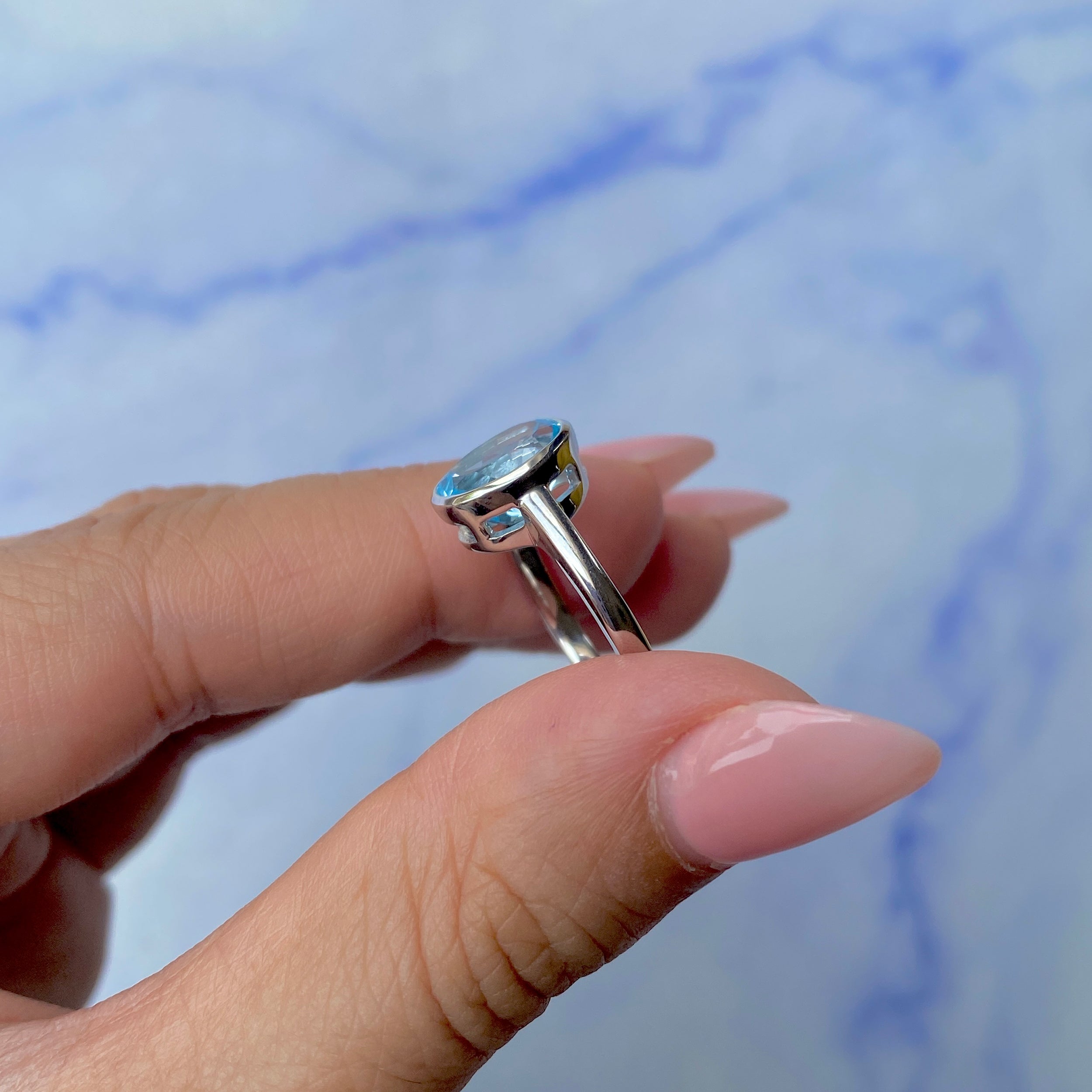 Blue Topaz Ring-(BTZ-SR-1623.)