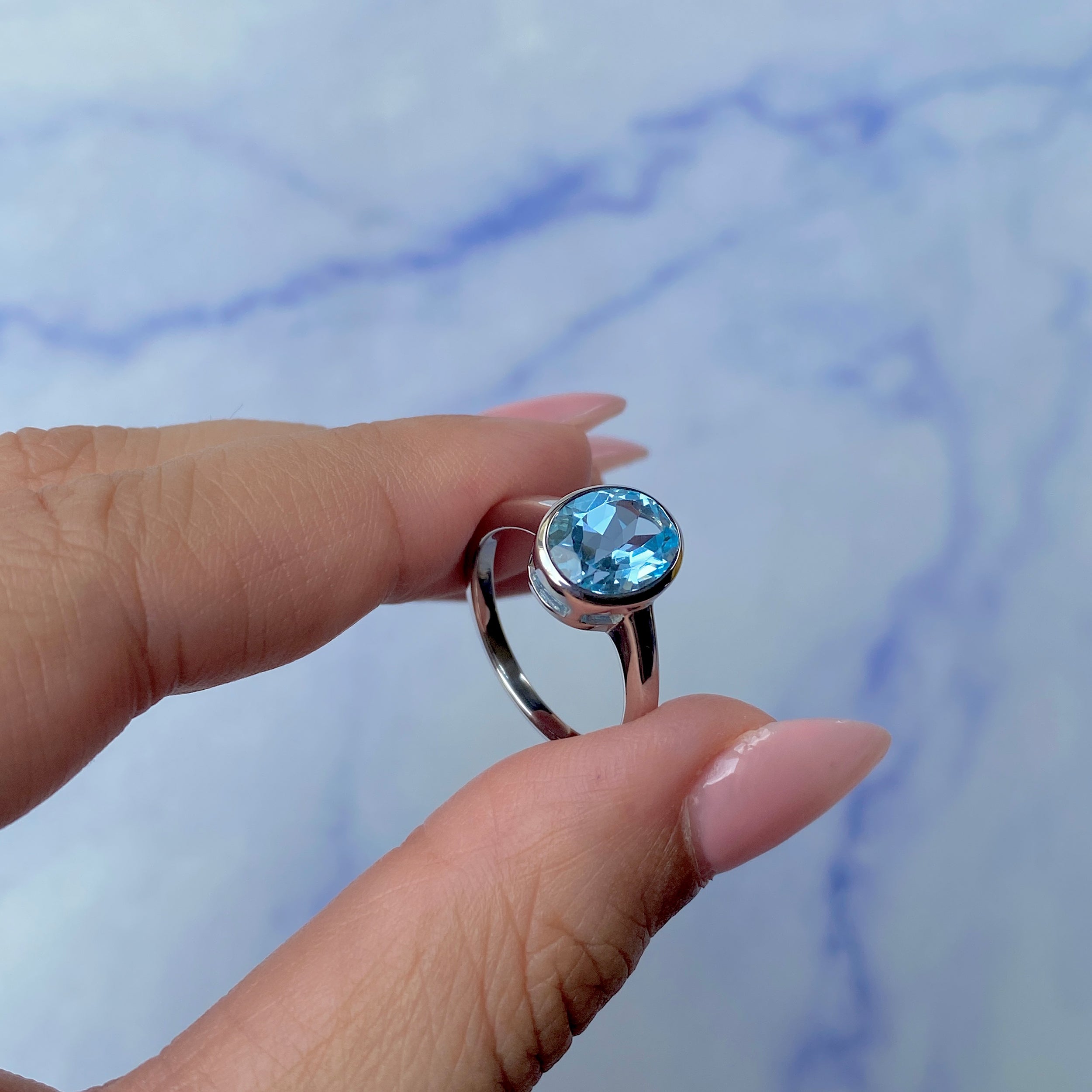 Blue Topaz Ring-(BTZ-SR-1623.)