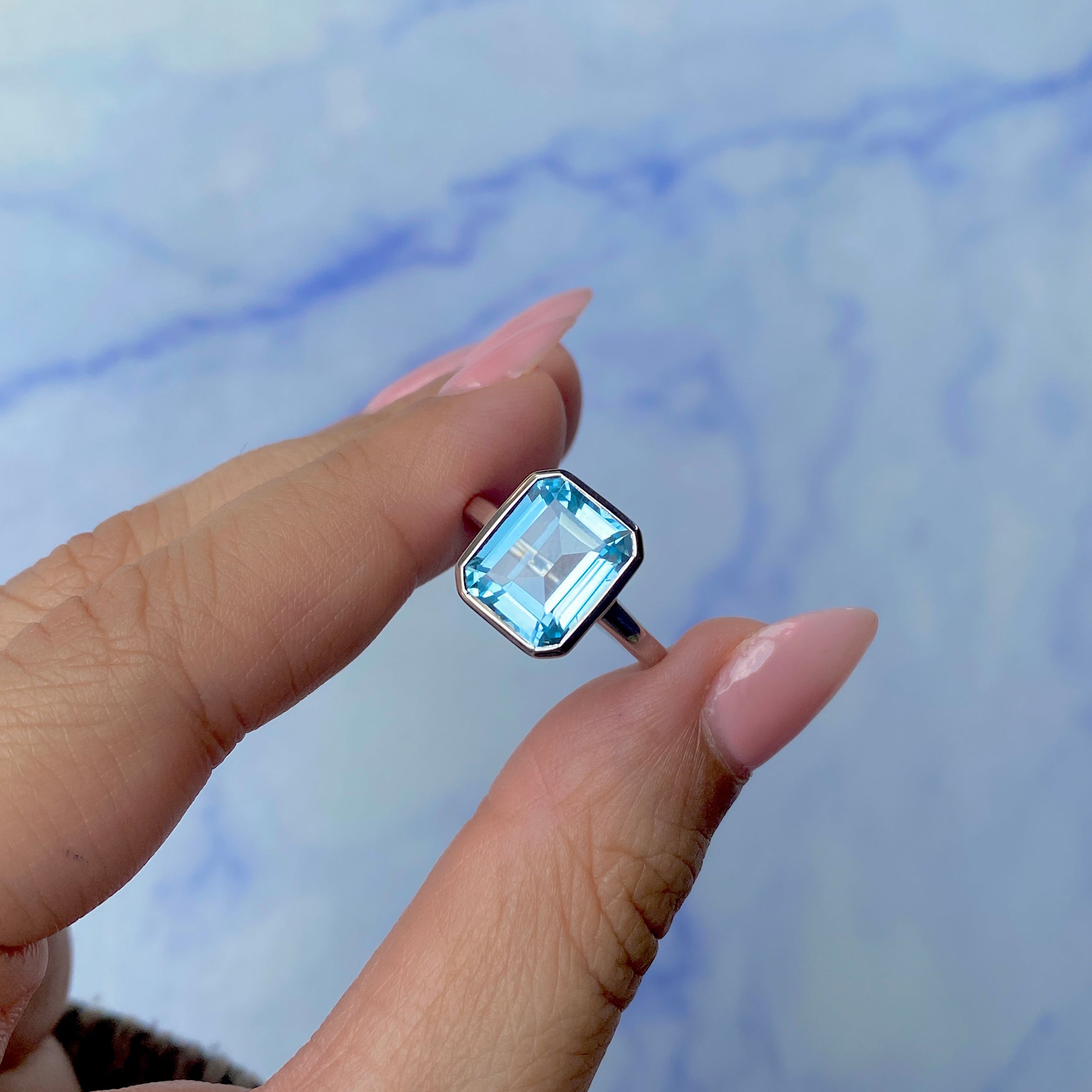 Blue Topaz Ring-(BTZ-SR-1752.)