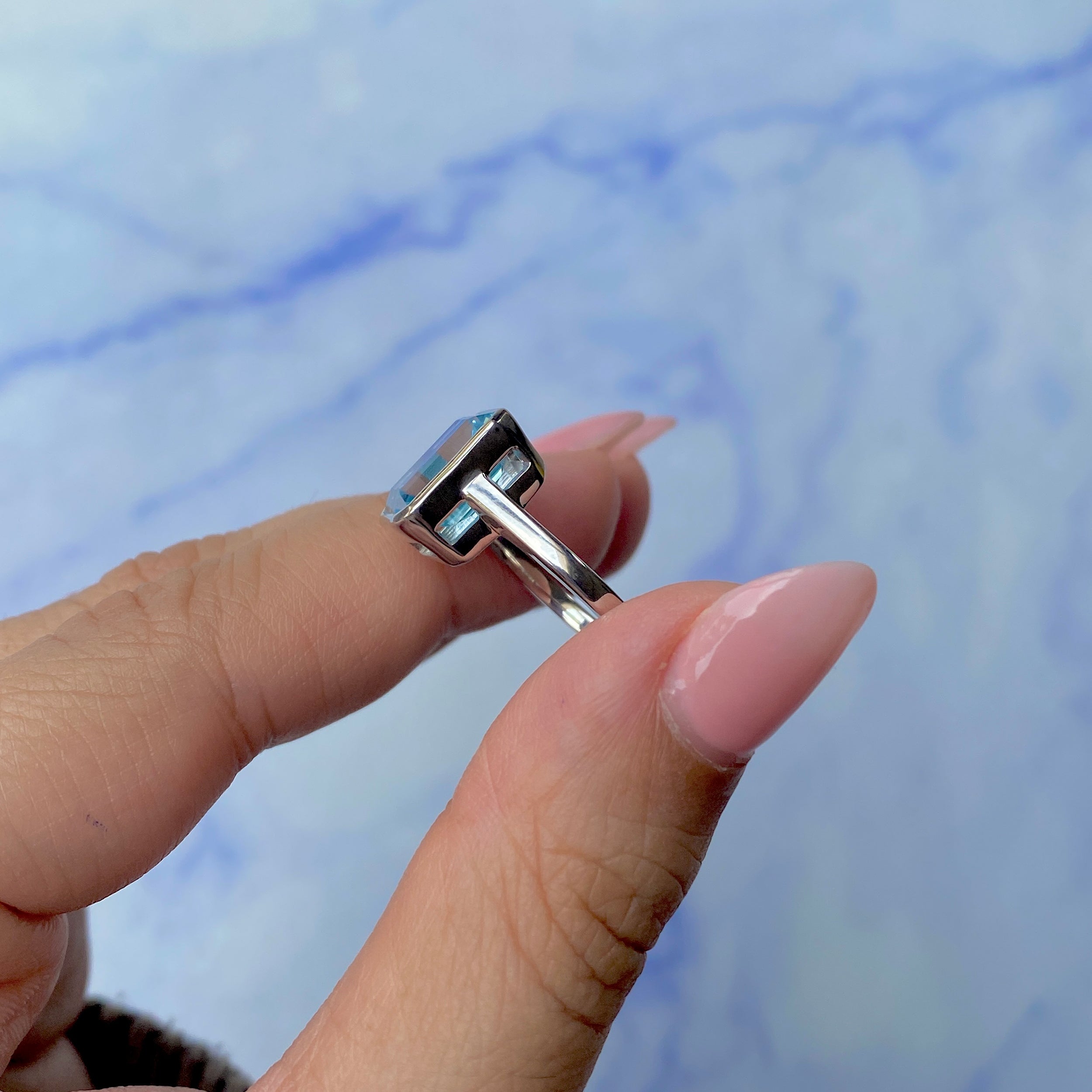 Blue Topaz Ring-(BTZ-SR-1752.)