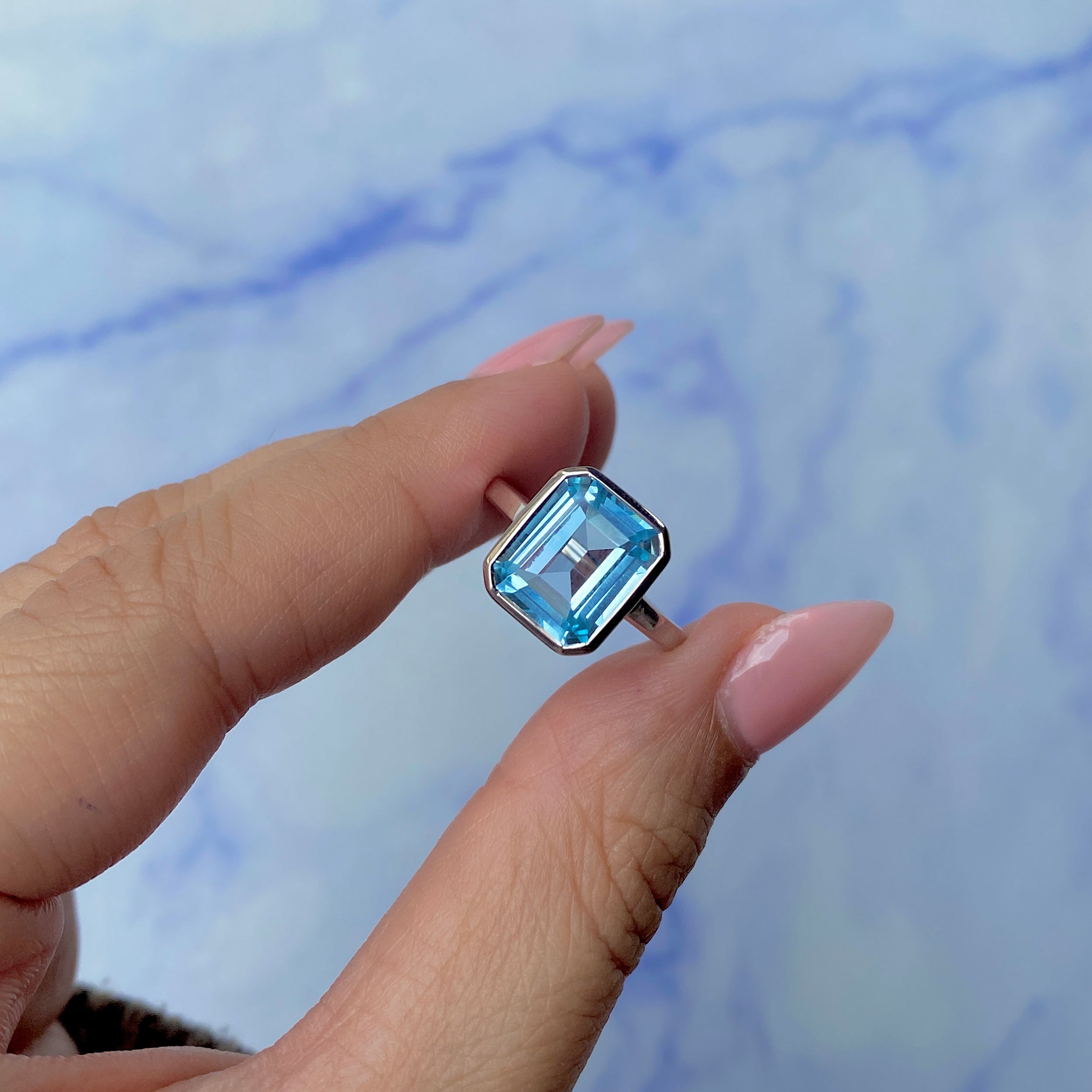 Blue Topaz Ring-(BTZ-SR-1752.)