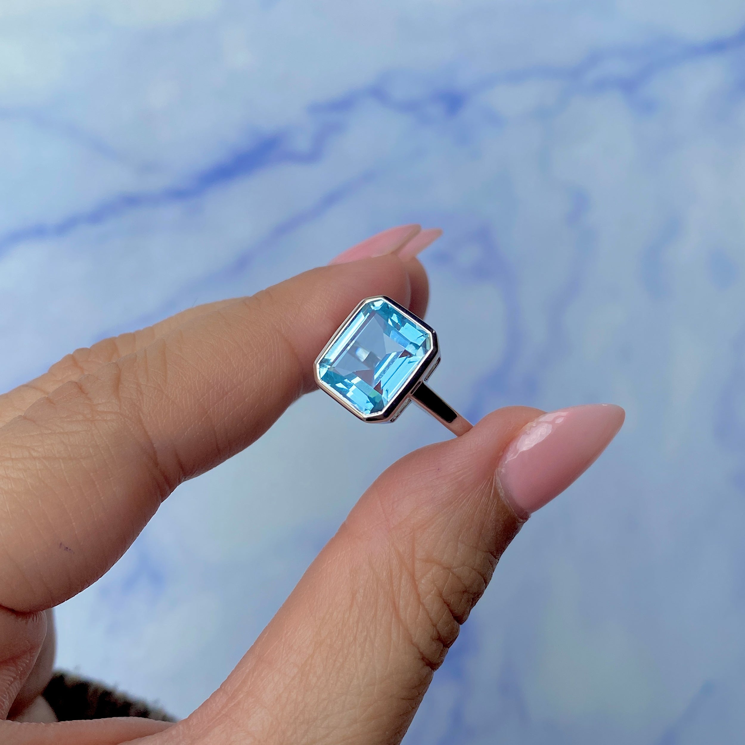 Blue Topaz Ring-(BTZ-SR-1752.)