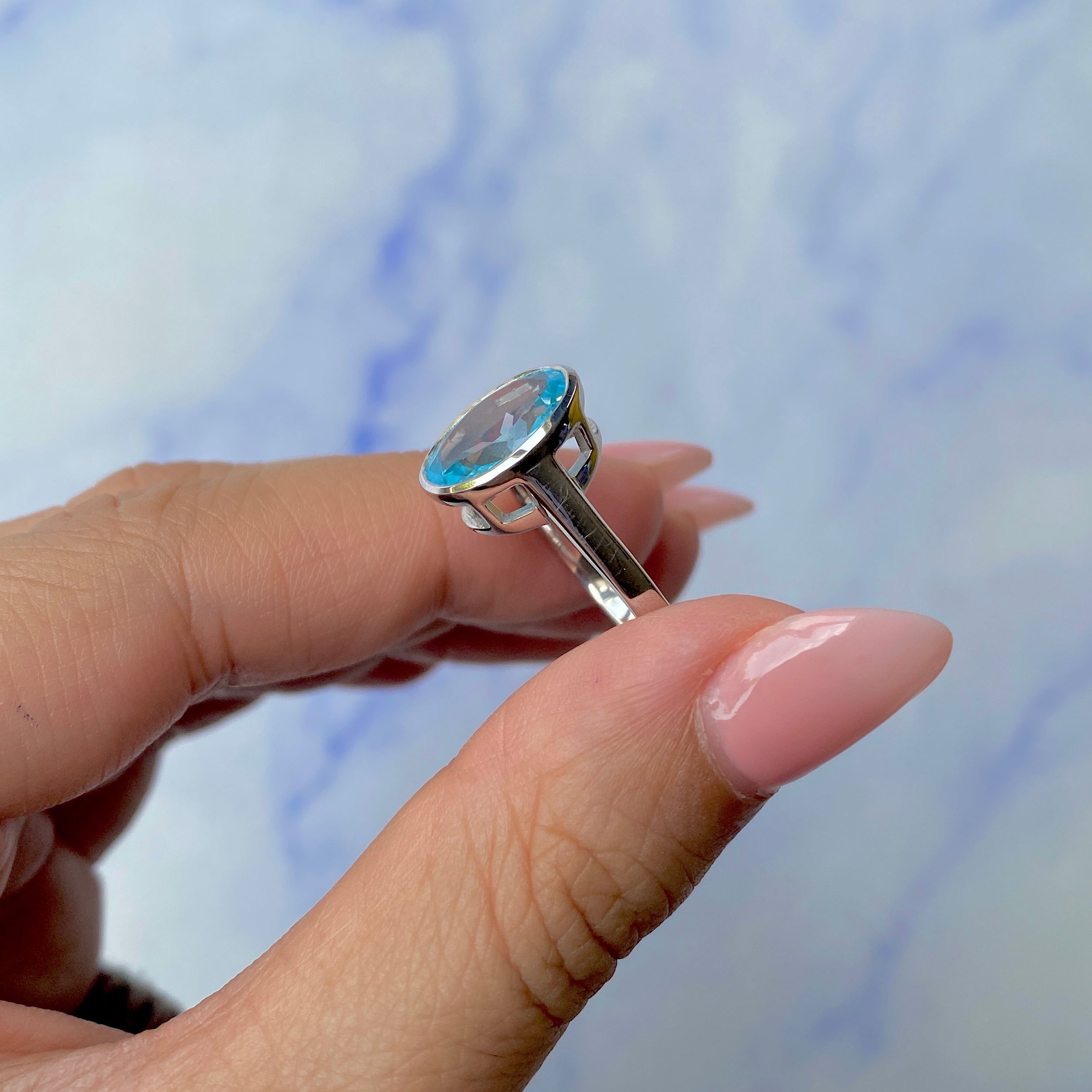 Blue Topaz Ring-(BTZ-SR-1806.)