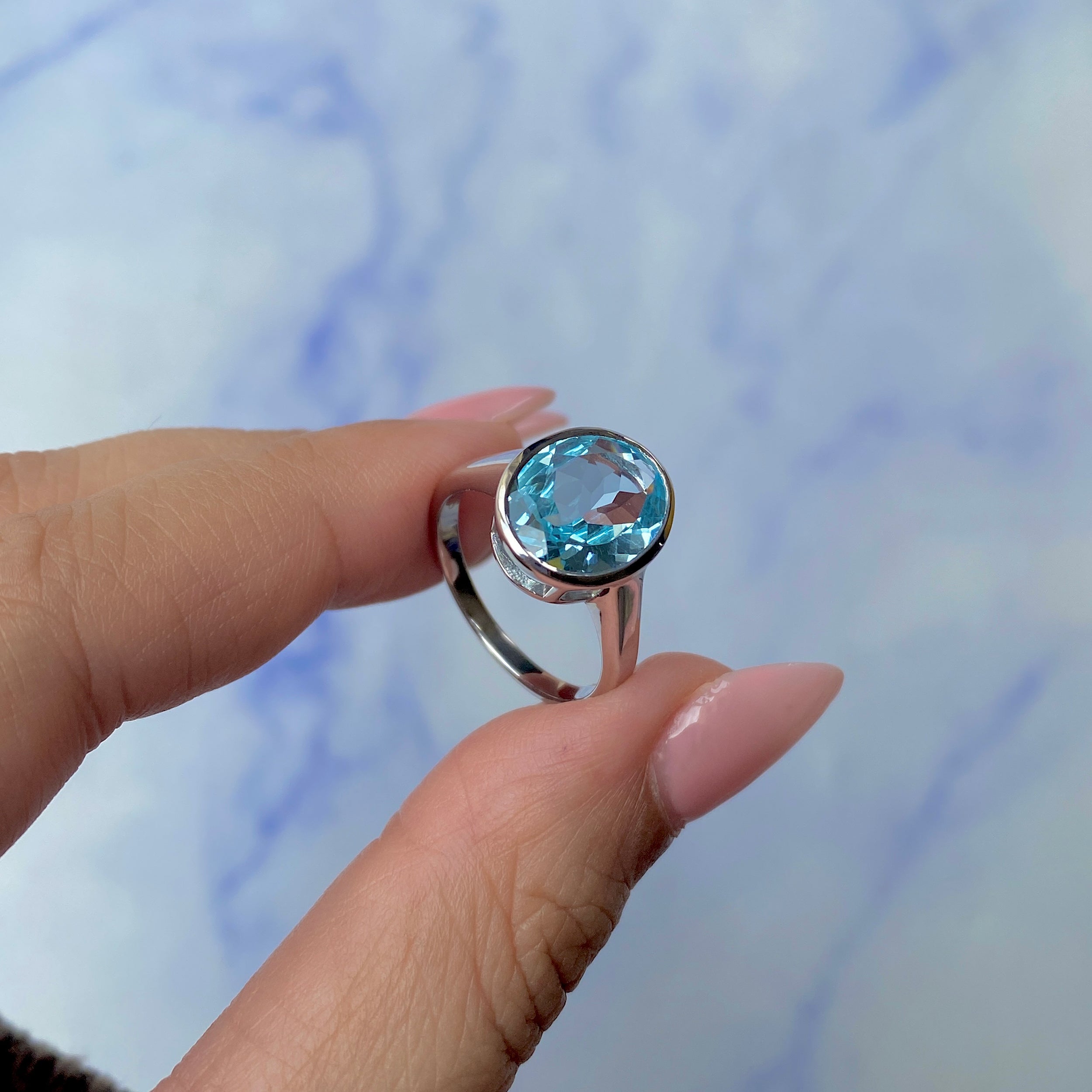 Blue Topaz Ring-(BTZ-SR-1806.)