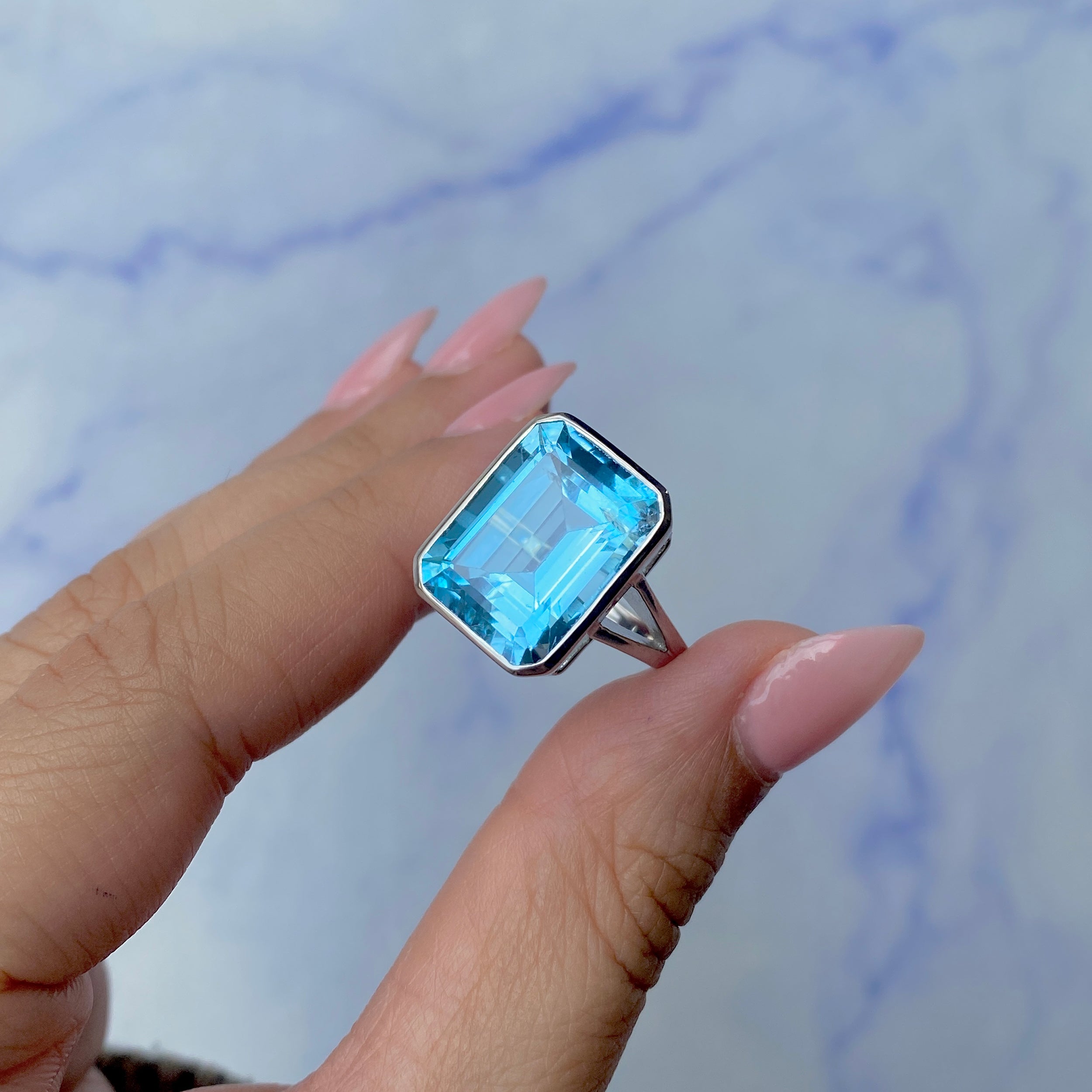 Blue Topaz Ring-(BTZ-SR-1847.)