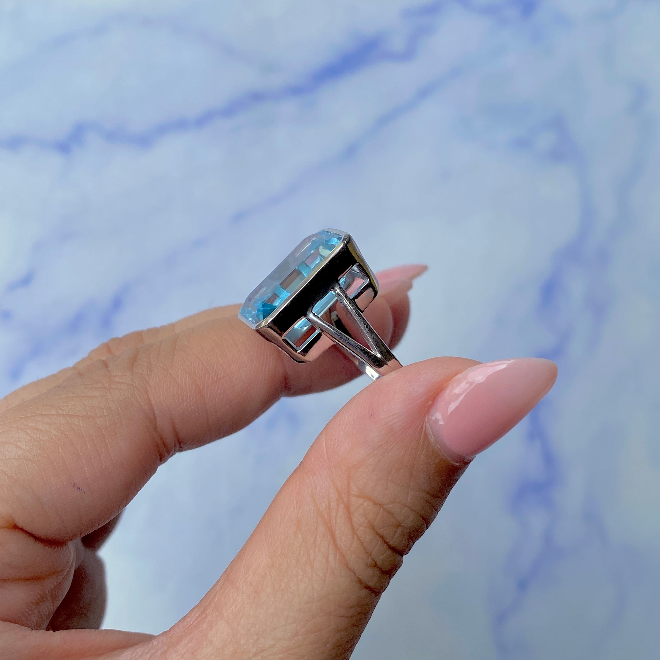 Blue Topaz Ring-(BTZ-SR-1847.)