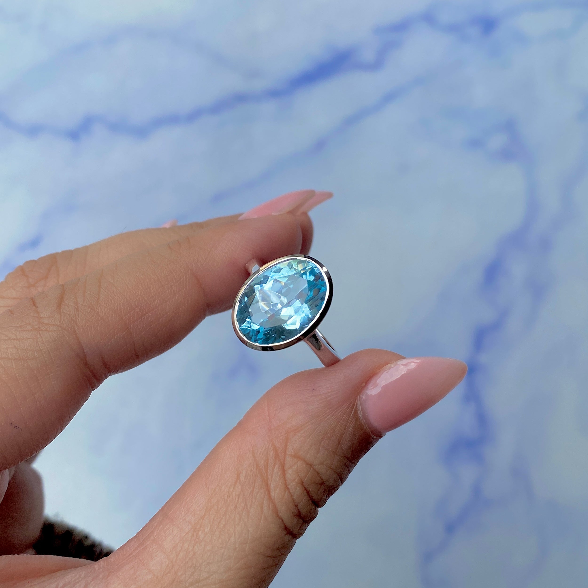 Blue Topaz Ring-(BTZ-SR-1892.)