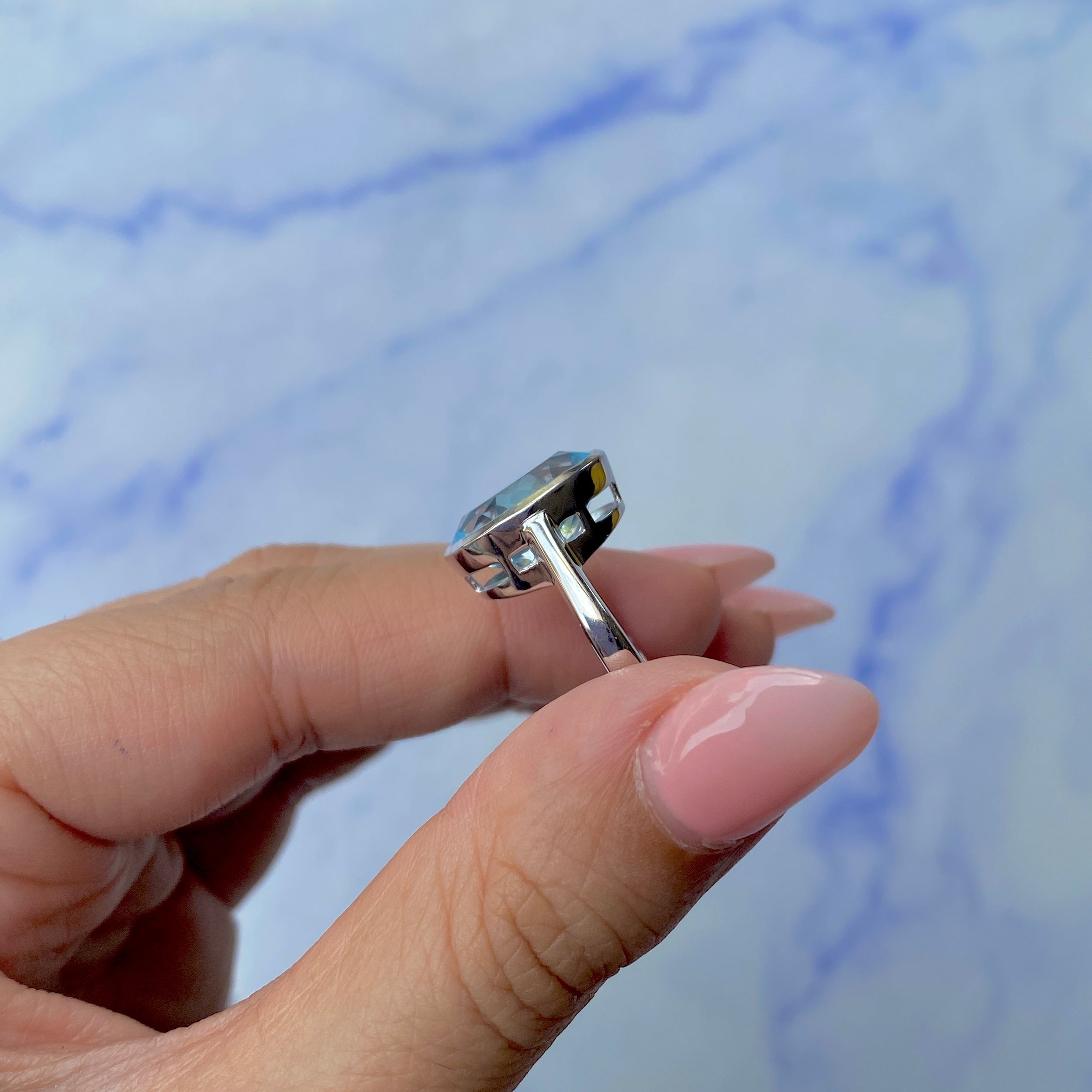 Blue Topaz Ring-(BTZ-SR-1892.)