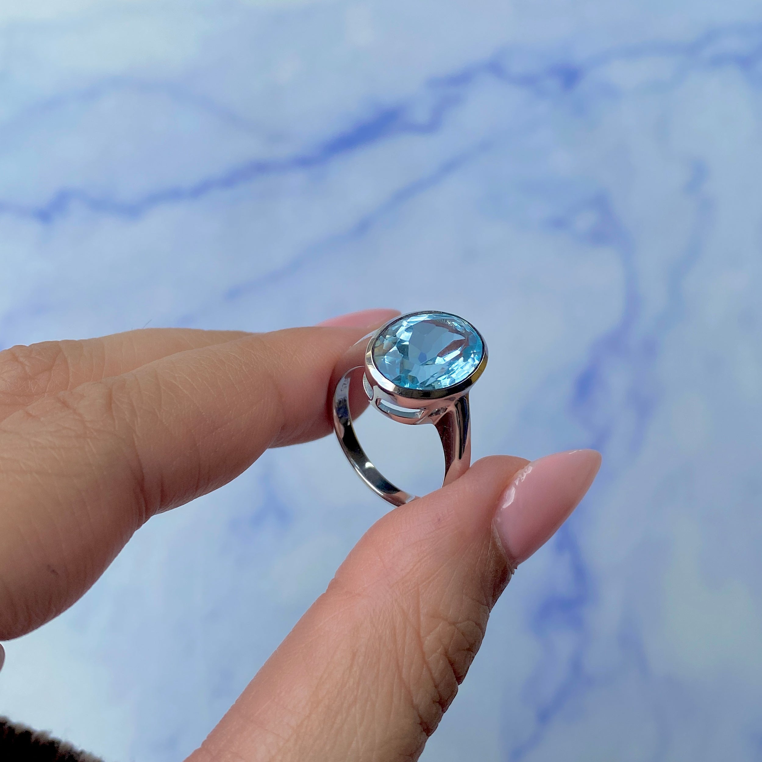 Blue Topaz Ring-(BTZ-SR-1892.)