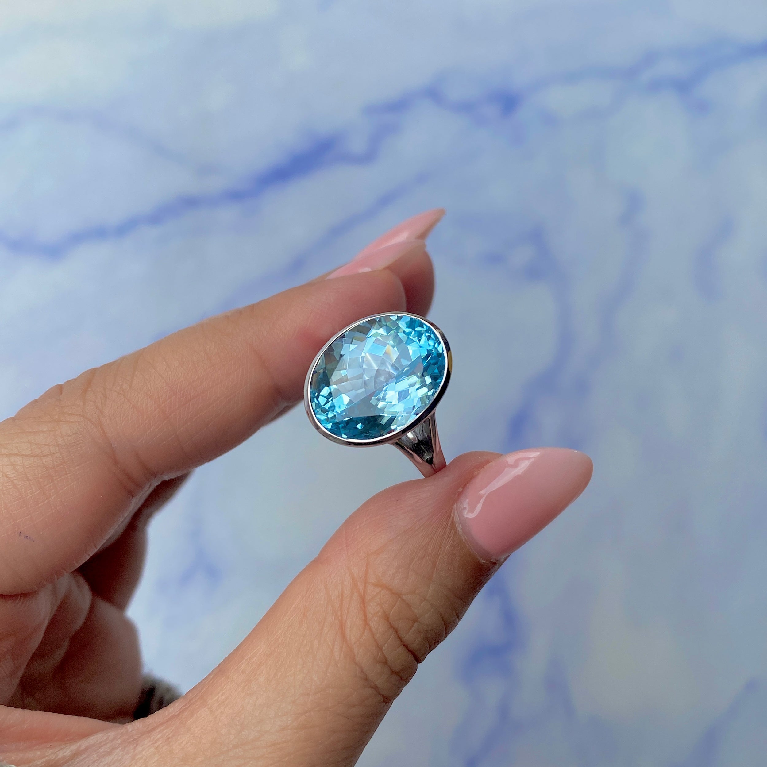 Blue Topaz Ring-(BTZ-SR-1897.)