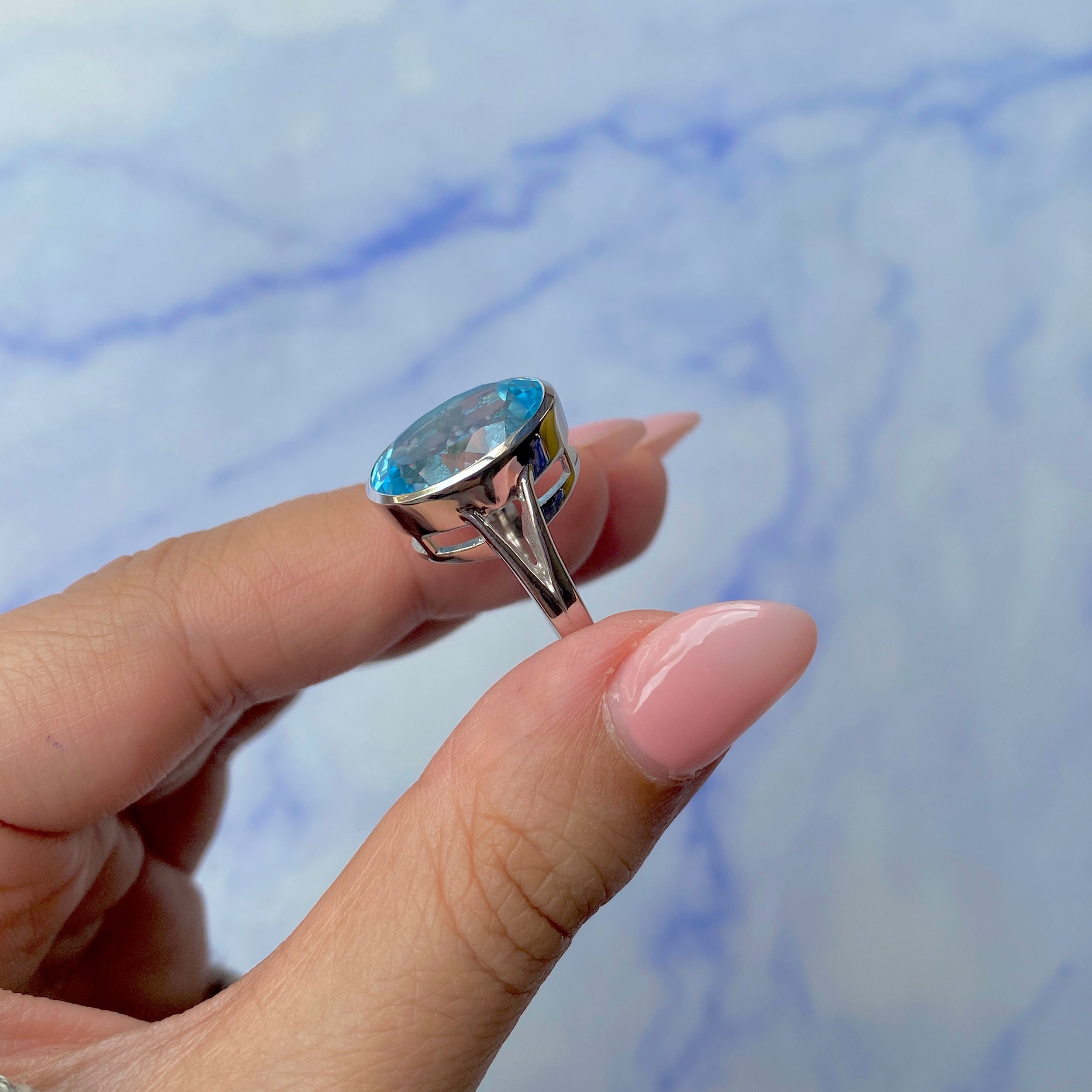 Blue Topaz Ring-(BTZ-SR-1897.)