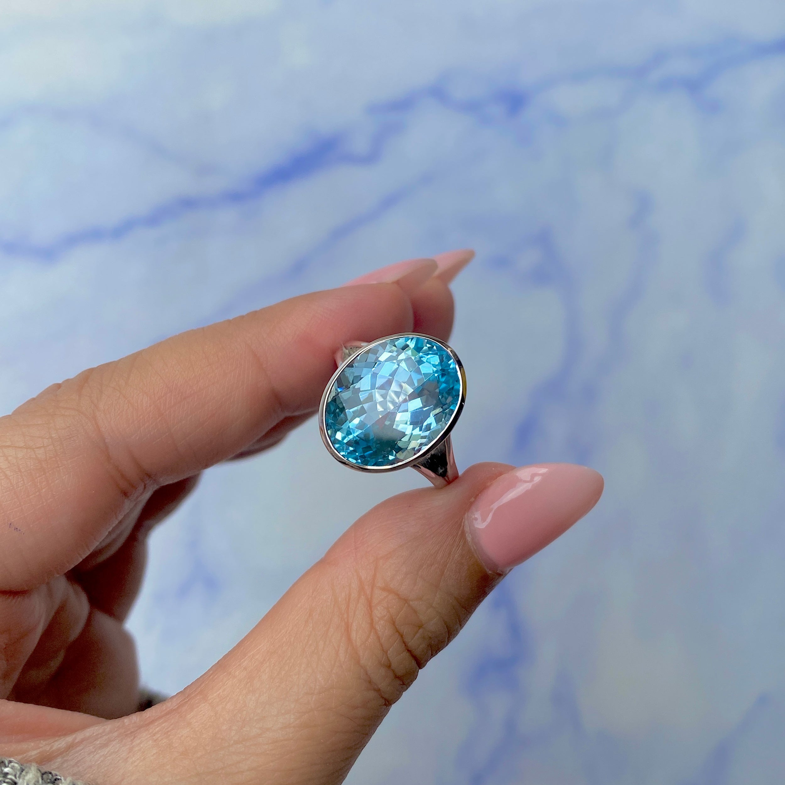 Blue Topaz Ring-(BTZ-SR-1897.)