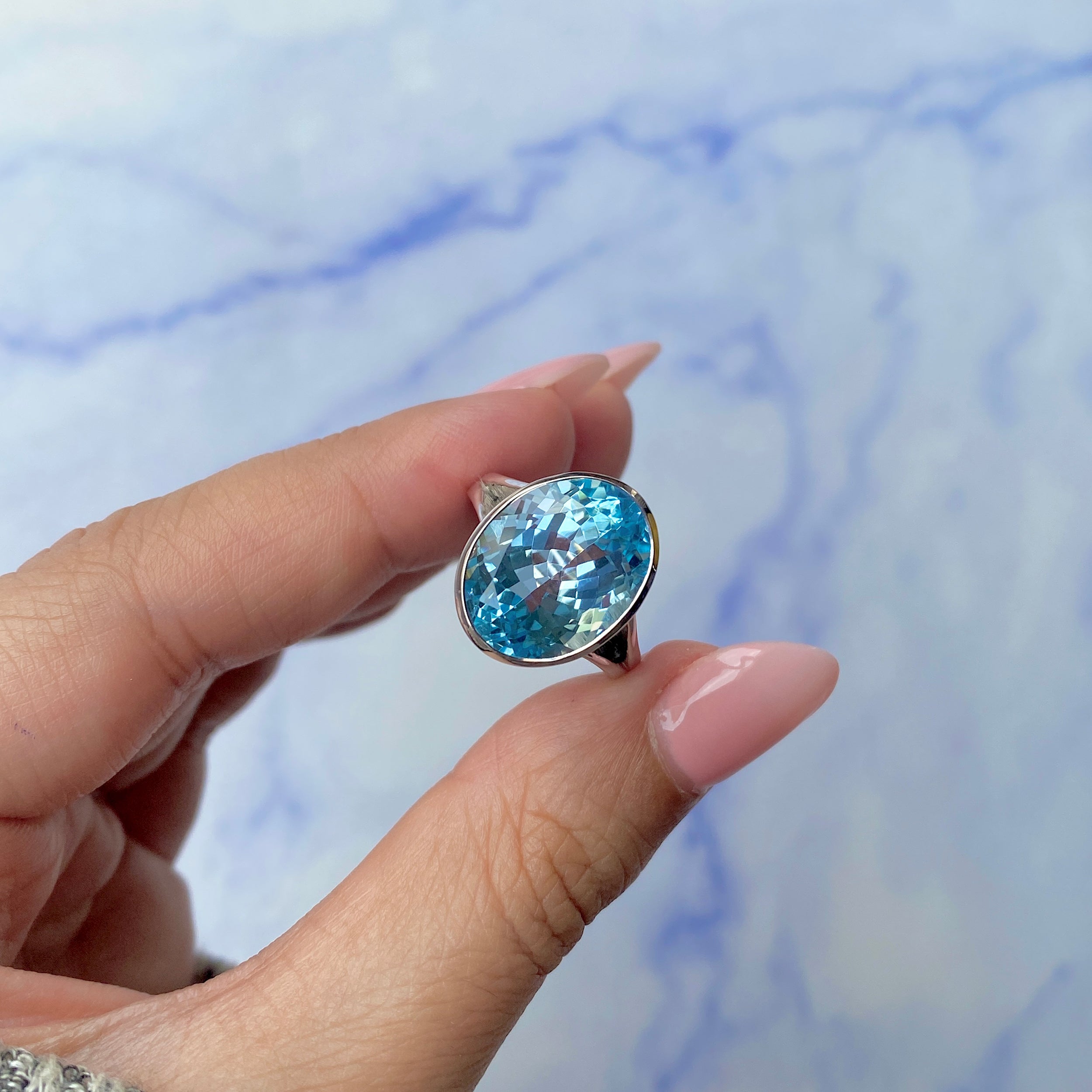 Blue Topaz Ring-(BTZ-SR-1897.)