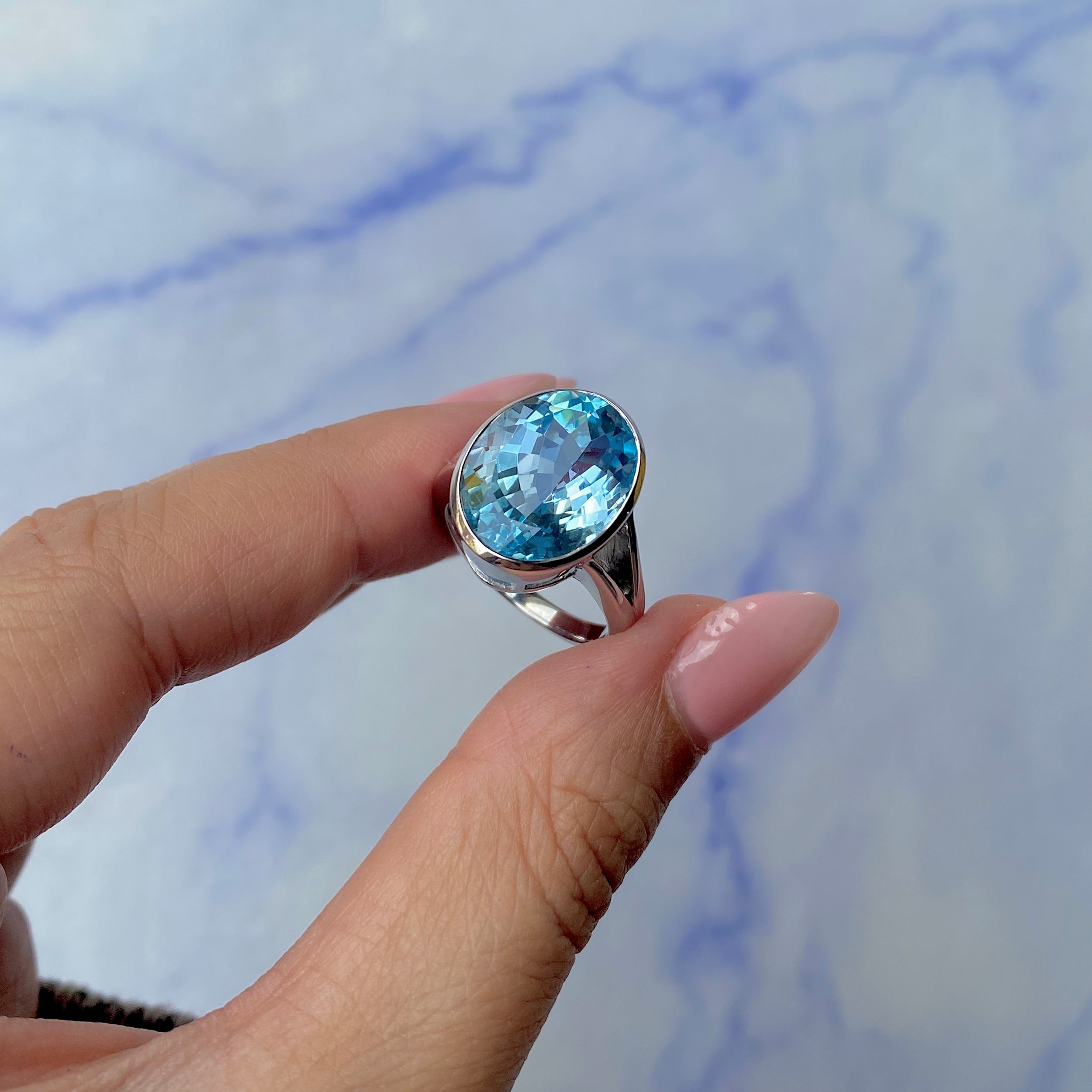 Blue Topaz Ring-(BTZ-SR-1897.)