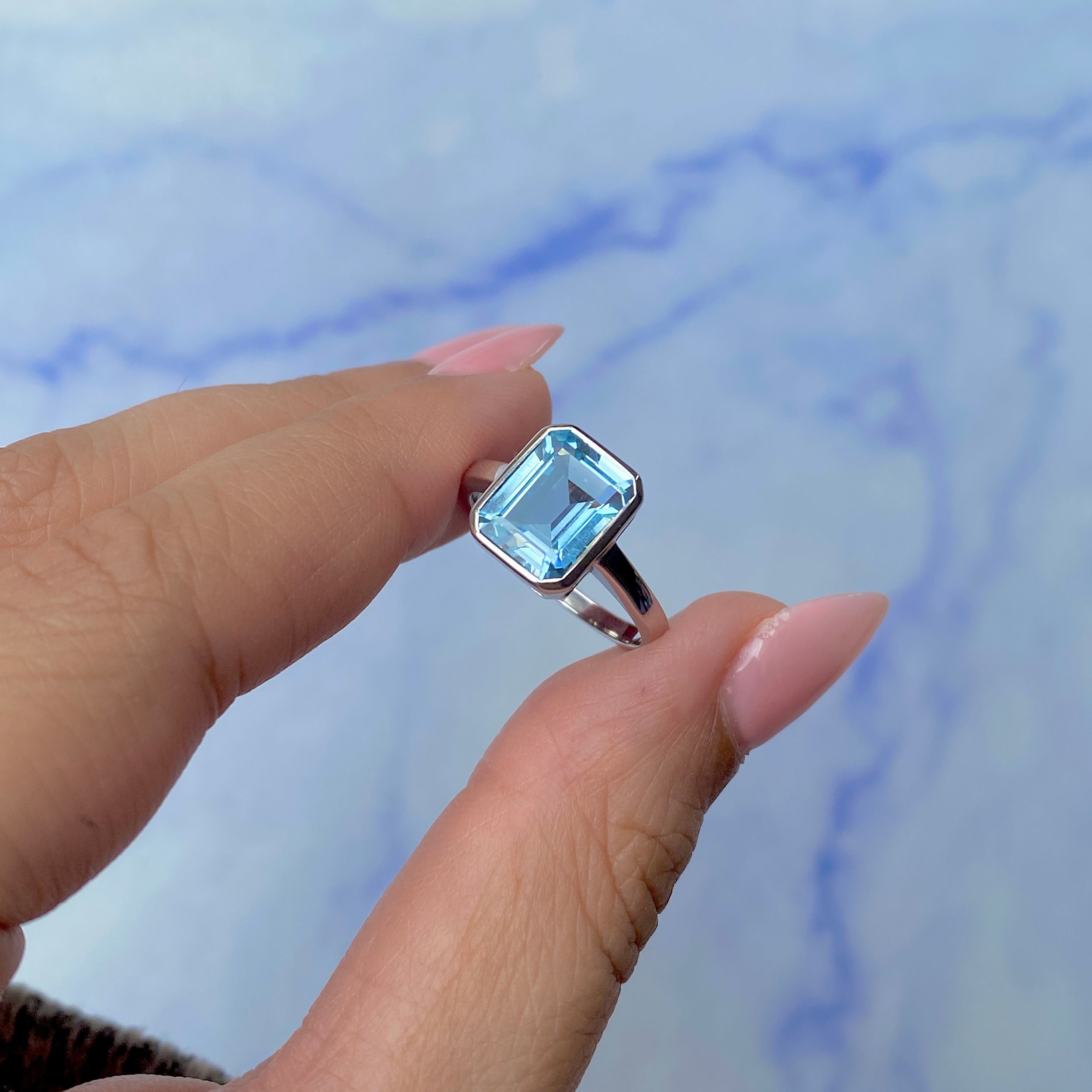 Blue Topaz Ring-(BTZ-SR-1926.)