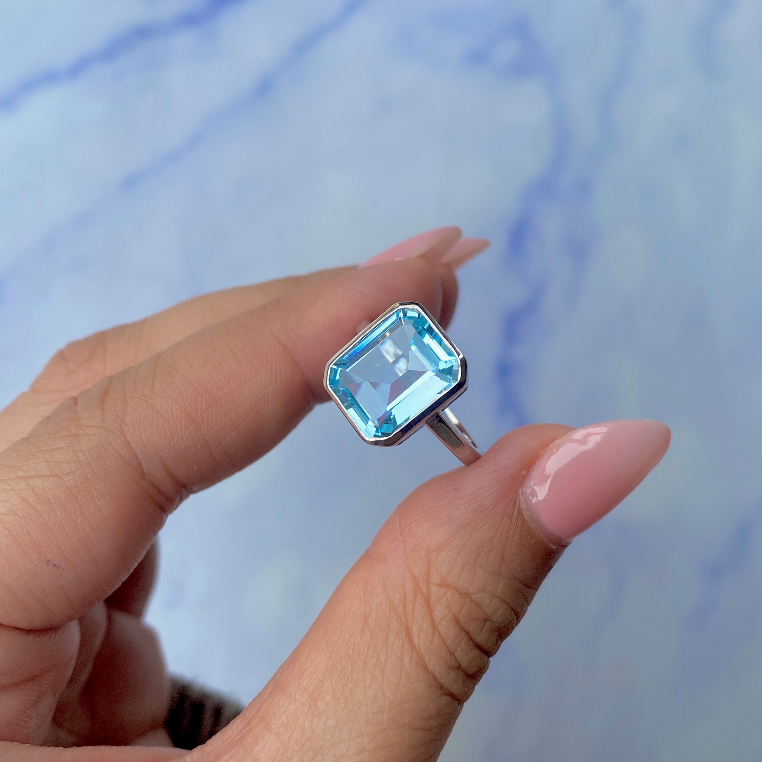 Blue Topaz Ring-(BTZ-SR-1927.)
