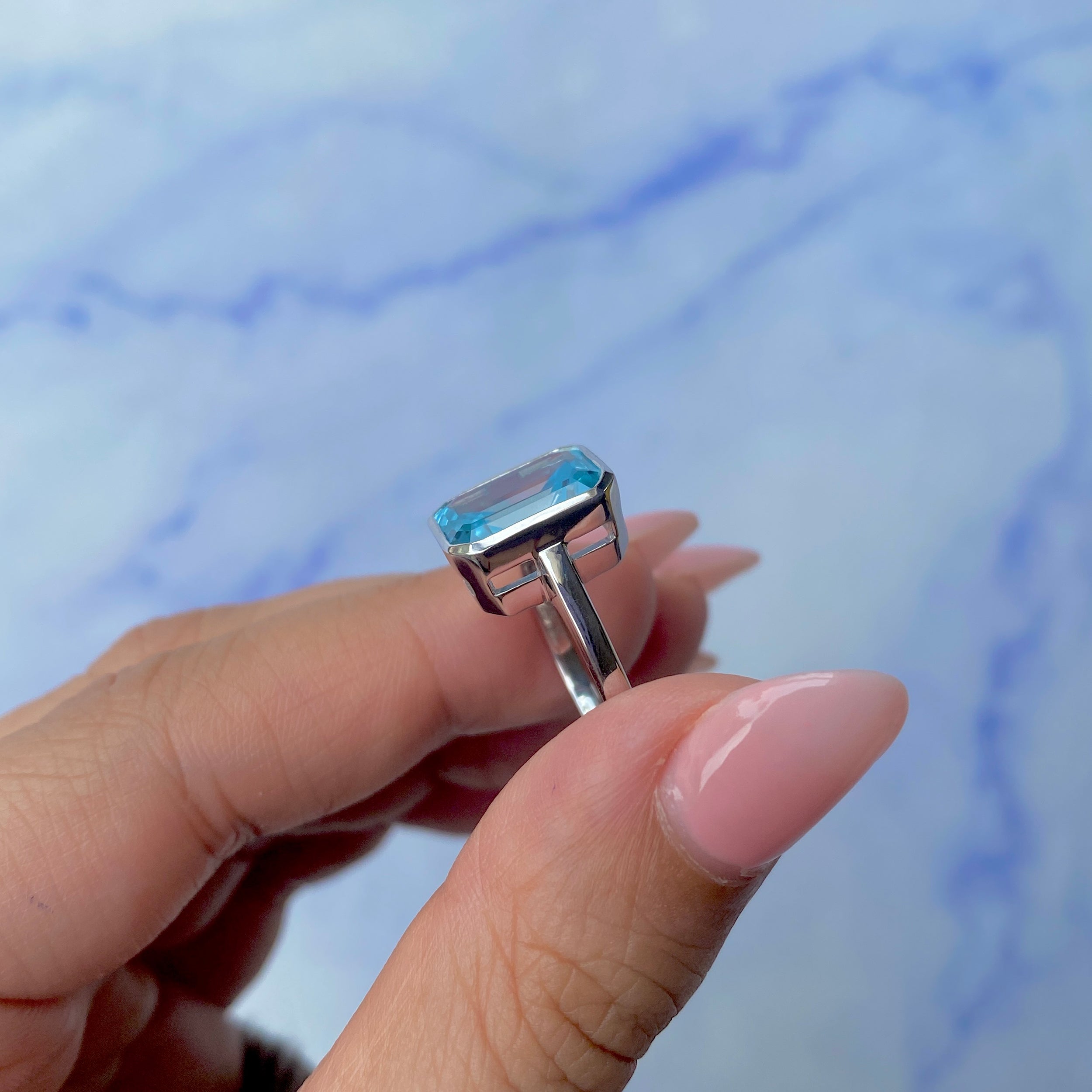 Blue Topaz Ring-(BTZ-SR-1927.)