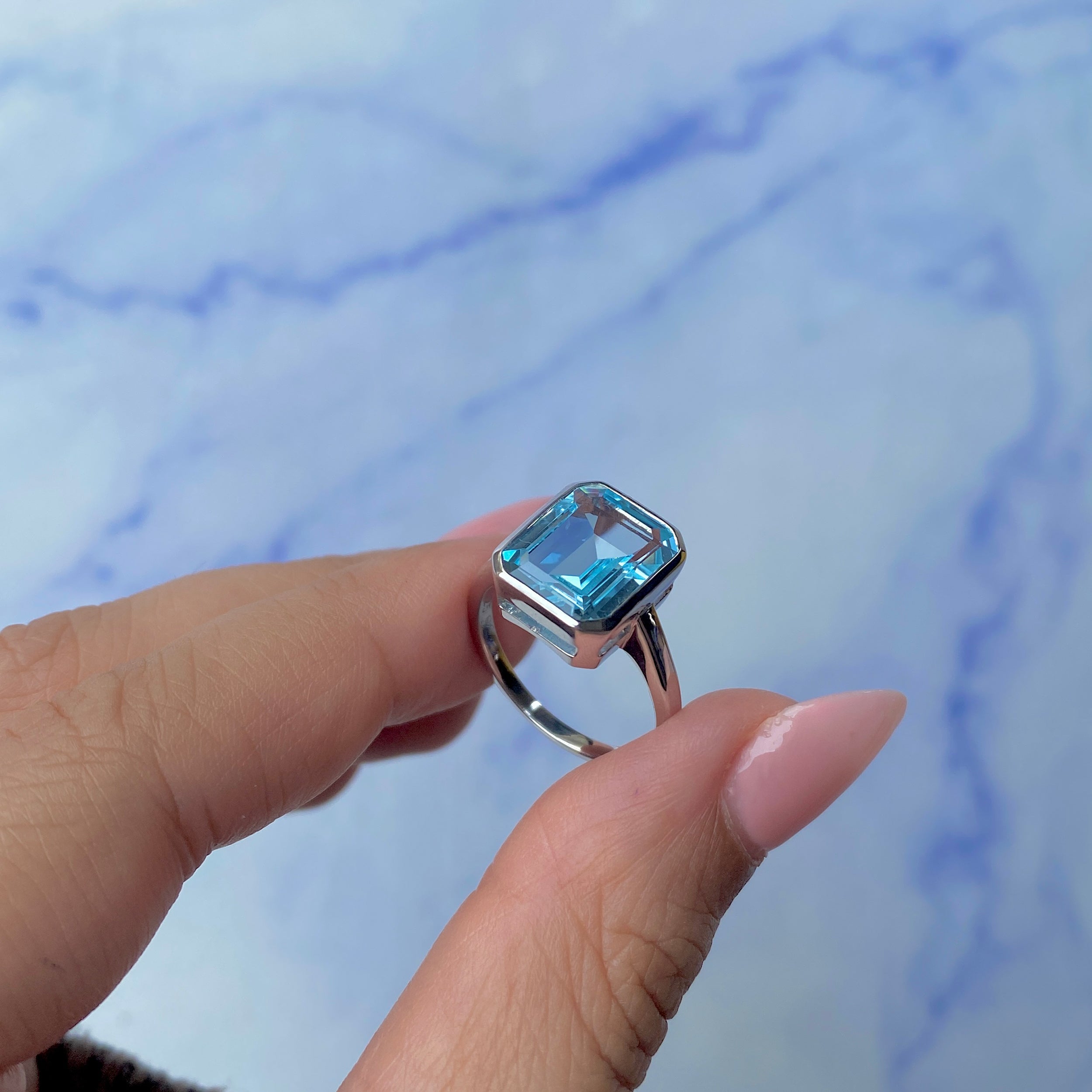 Blue Topaz Ring-(BTZ-SR-1927.)