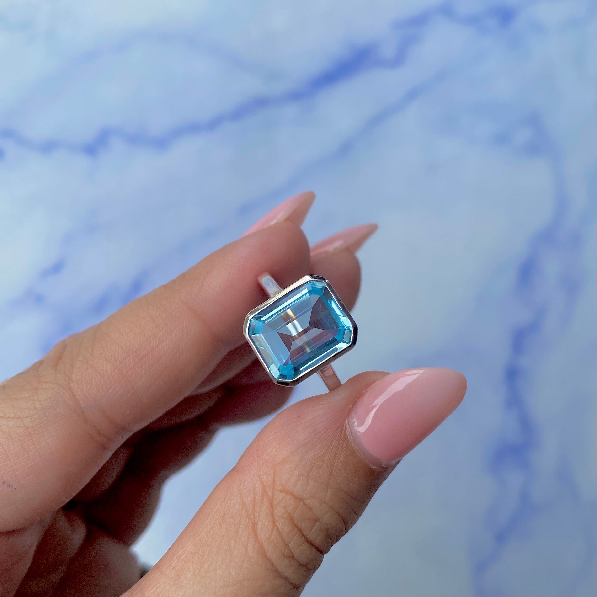 Blue Topaz Ring-(BTZ-SR-1927.)