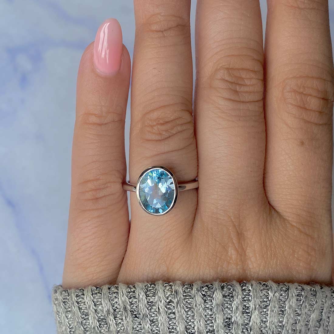 Blue Topaz Ring-(BTZ-SR-2368.)