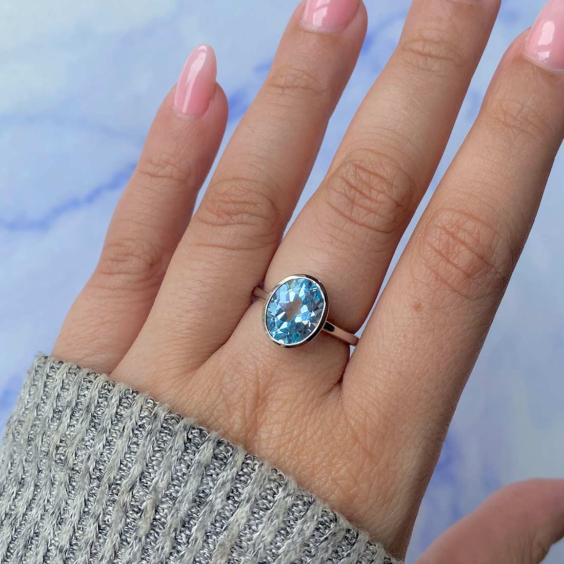 Blue Topaz Ring-(BTZ-SR-2368.)