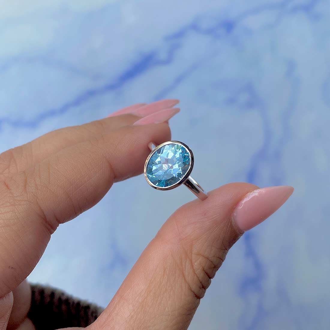 Blue Topaz Ring-(BTZ-SR-2368.)