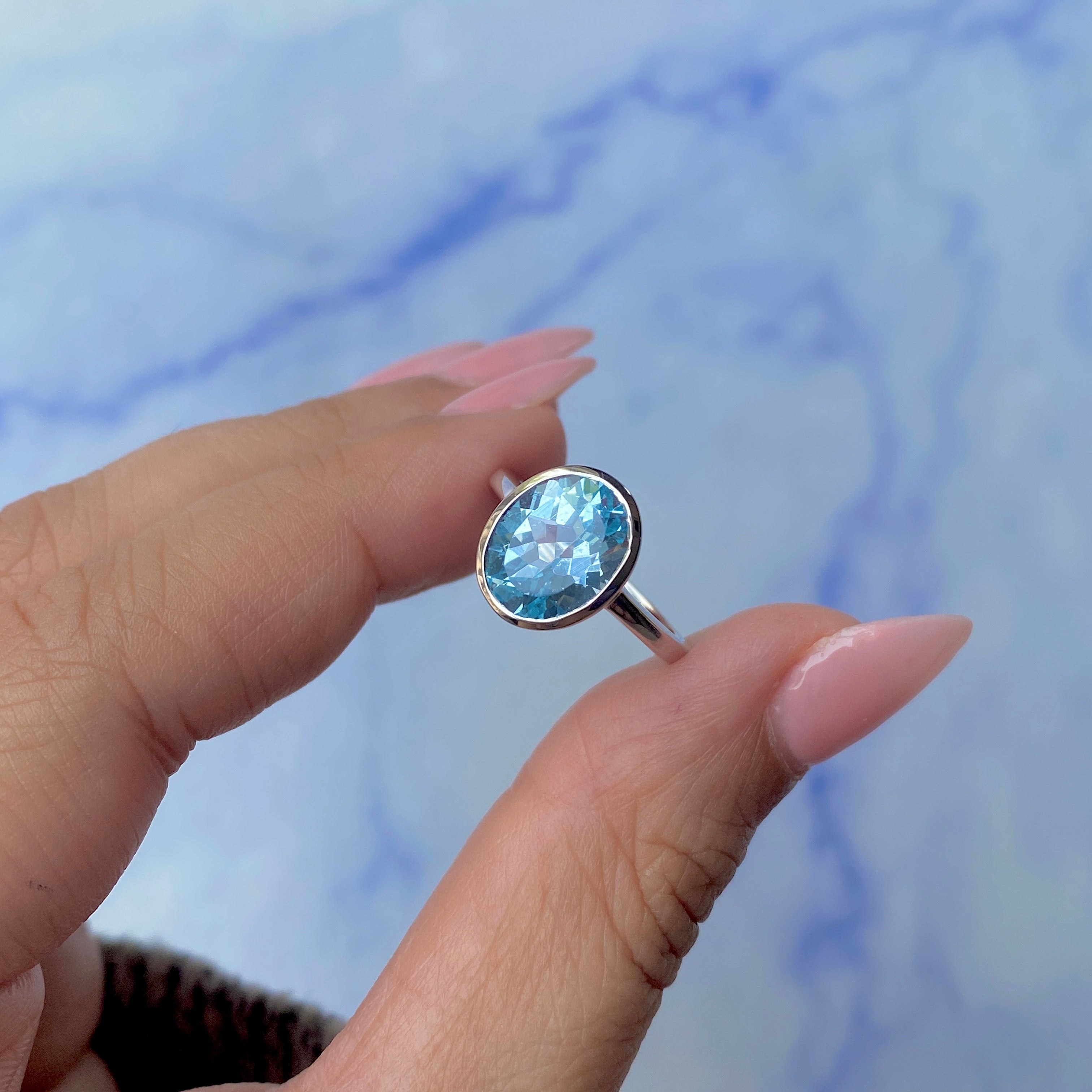 Blue Topaz Ring-(BTZ-SR-2368.)