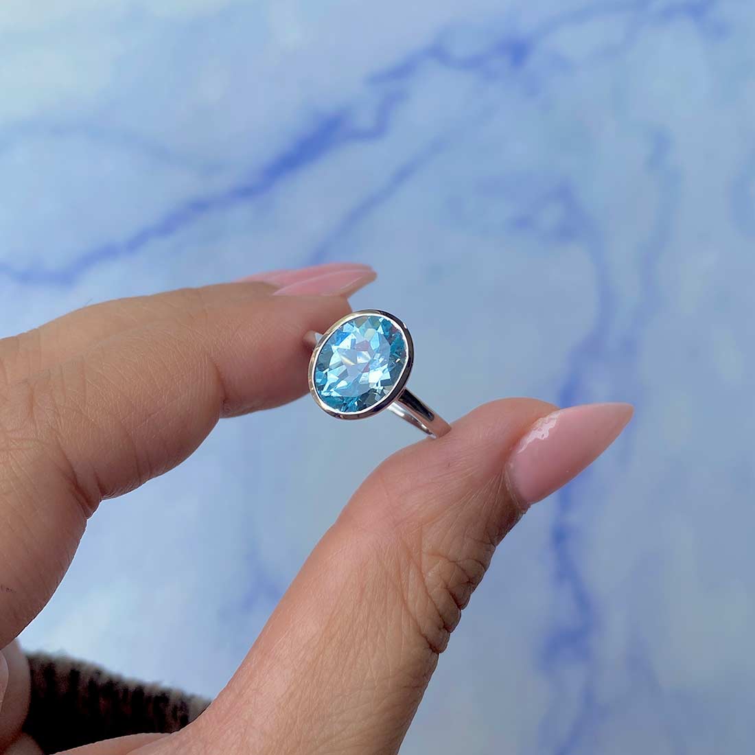 Blue Topaz Ring-(BTZ-SR-2368.)
