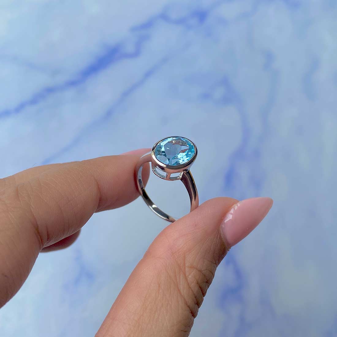 Blue Topaz Ring-(BTZ-SR-2368.)