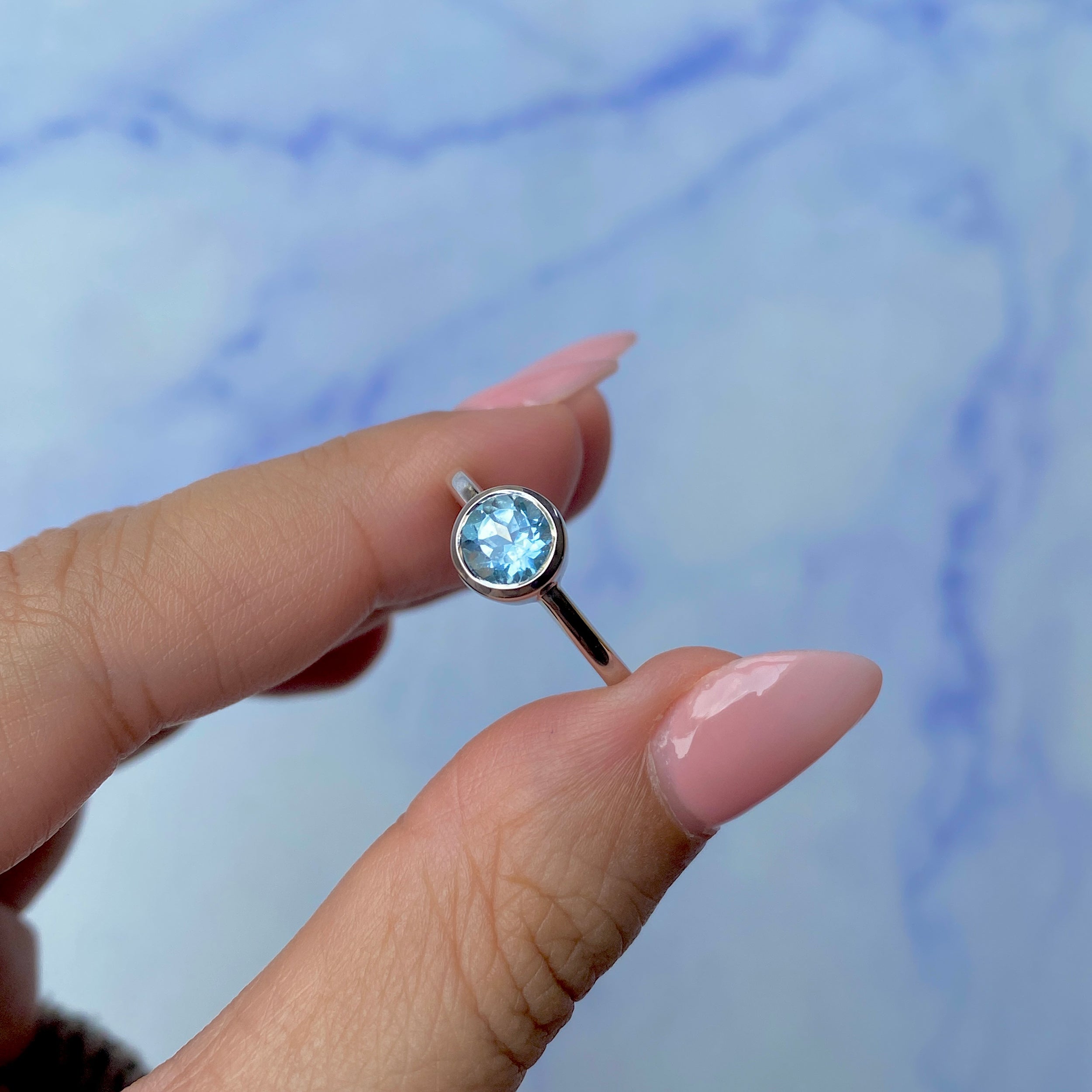 Blue Topaz Ring-(BTZ-SR-237.)
