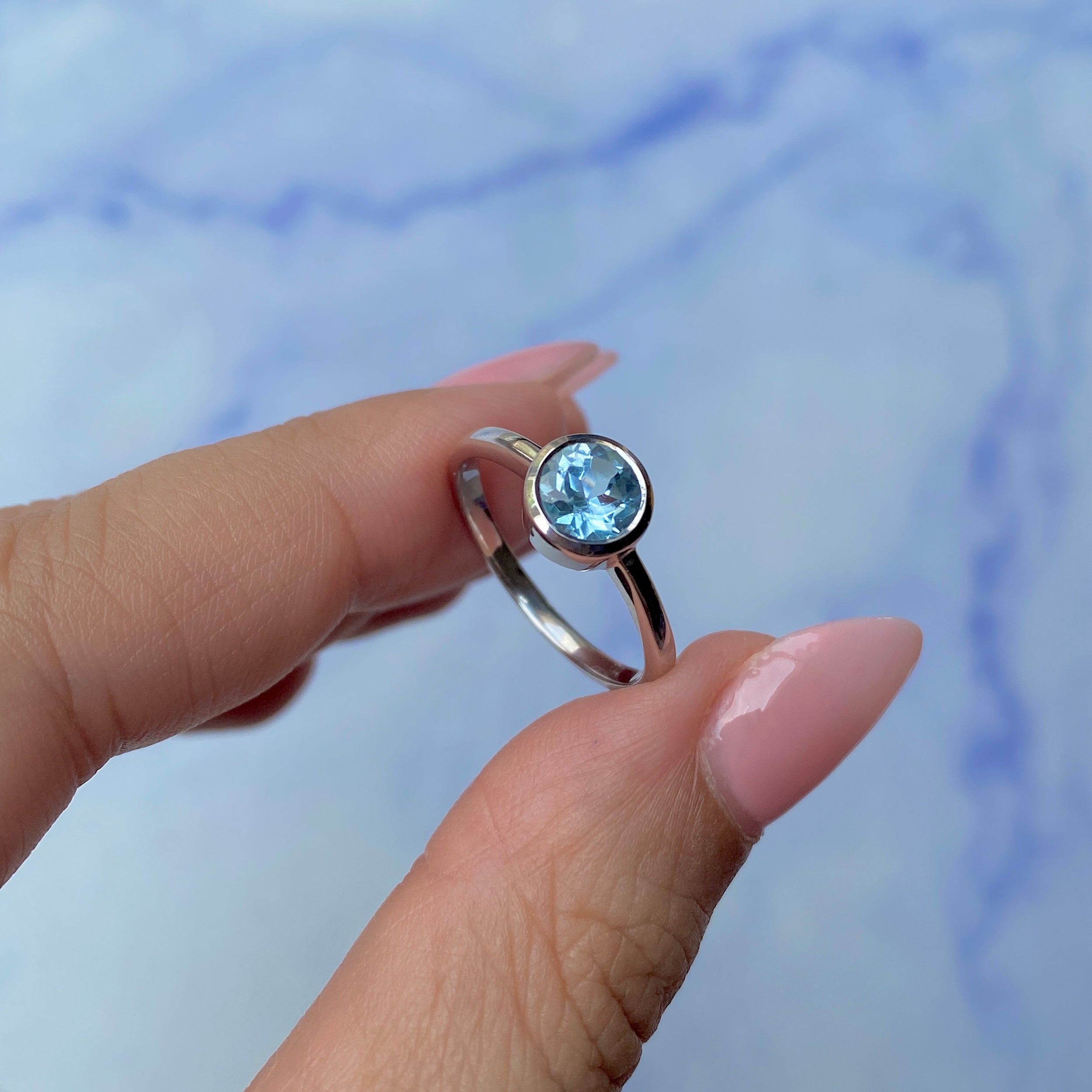 Blue Topaz Ring-(BTZ-SR-237.)