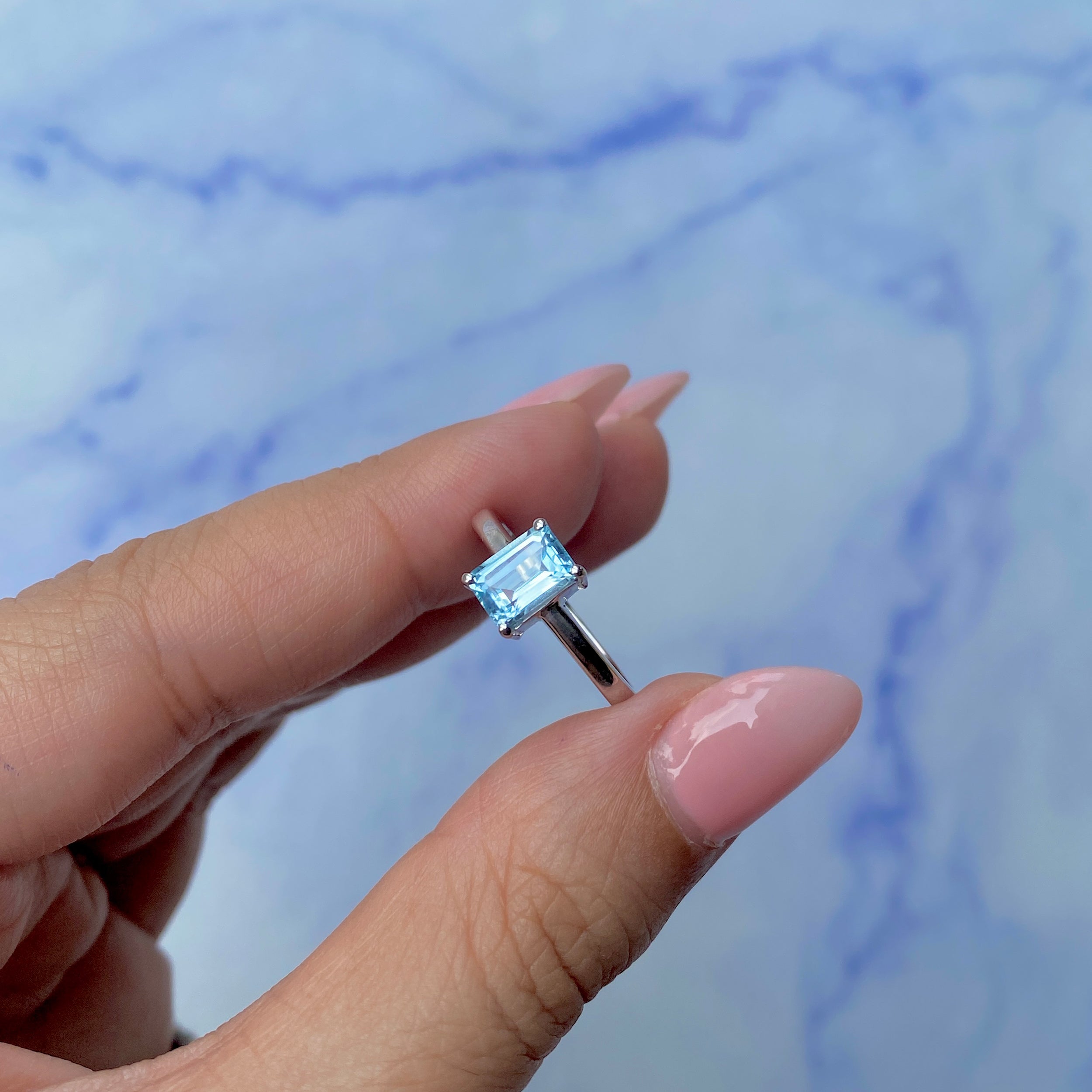 Blue Topaz Ring-(BTZ-SR-241.)