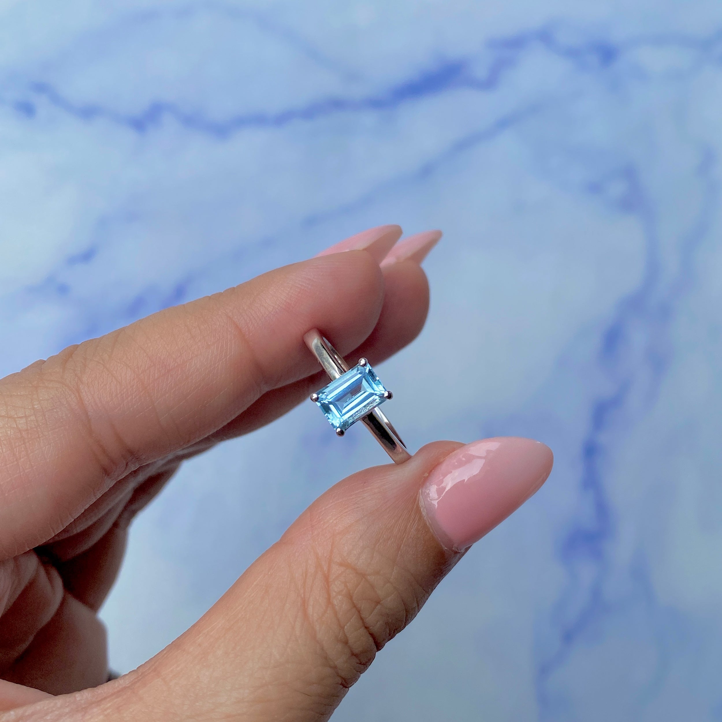 Blue Topaz Ring-(BTZ-SR-241.)