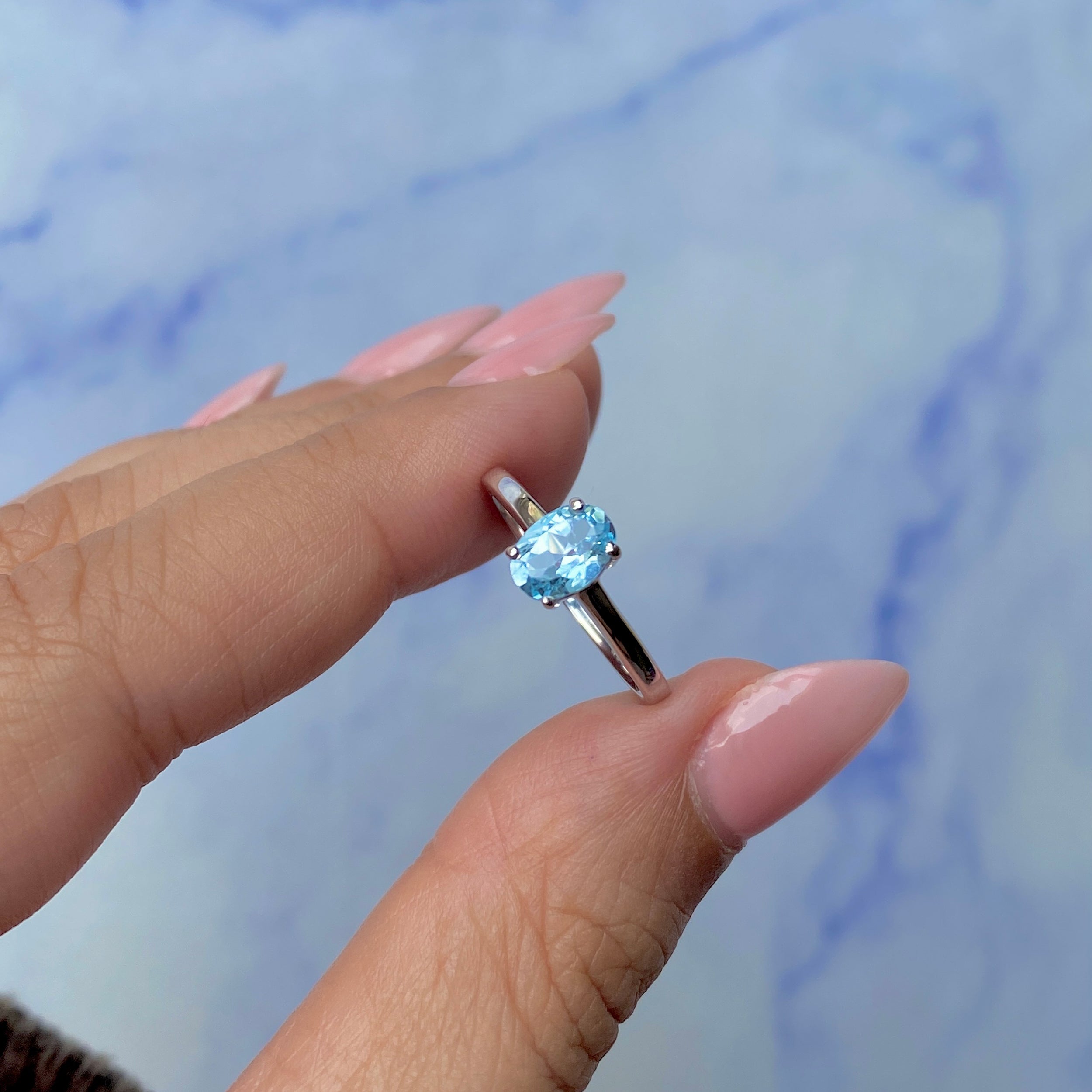 Blue Topaz Ring-(BTZ-SR-242.)