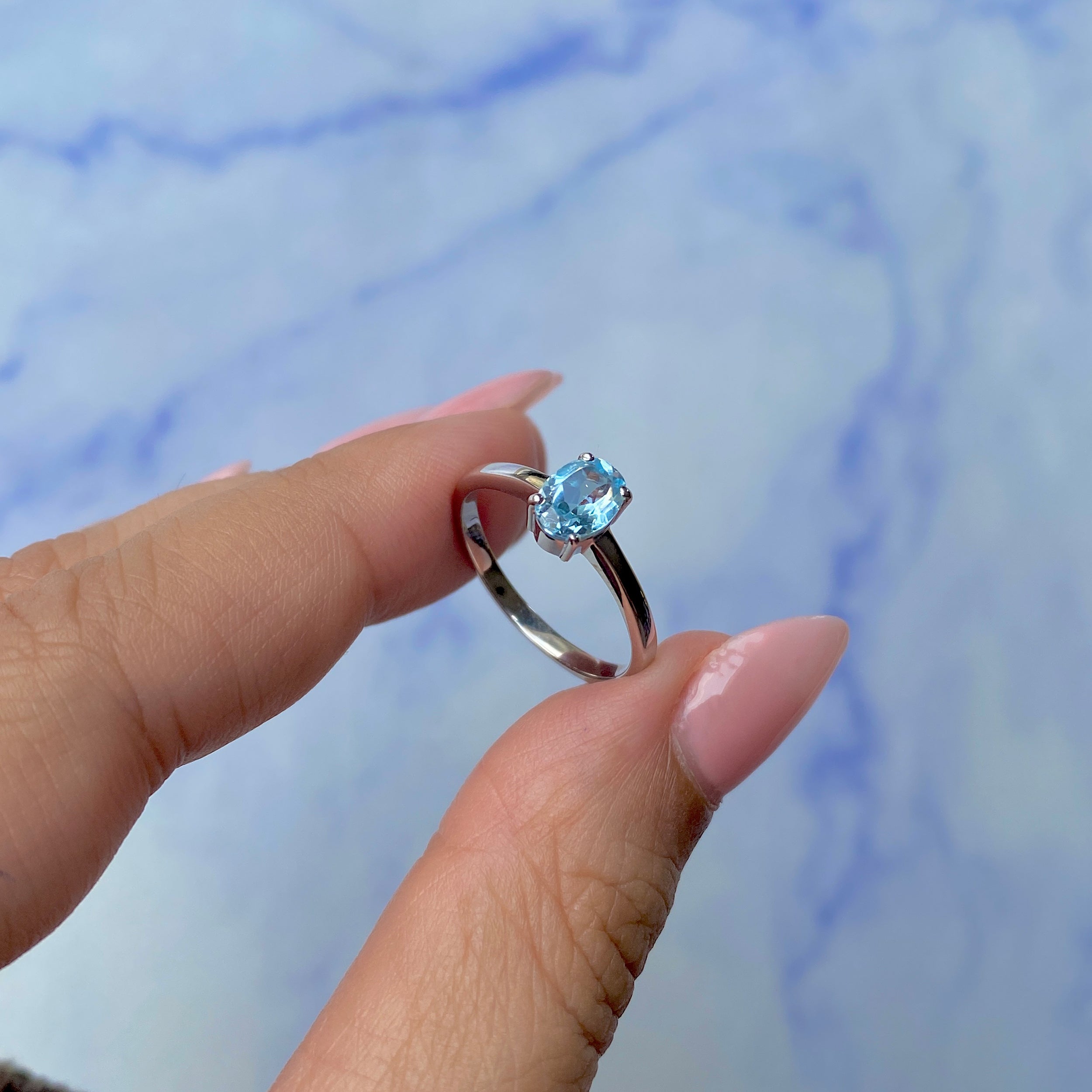 Blue Topaz Ring-(BTZ-SR-242.)
