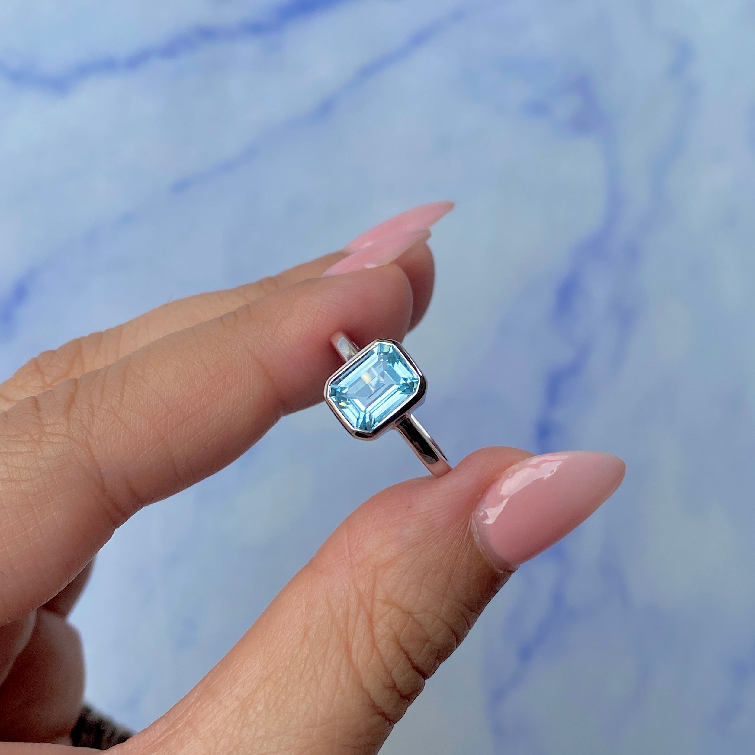 Blue Topaz Ring-(BTZ-SR-246.)