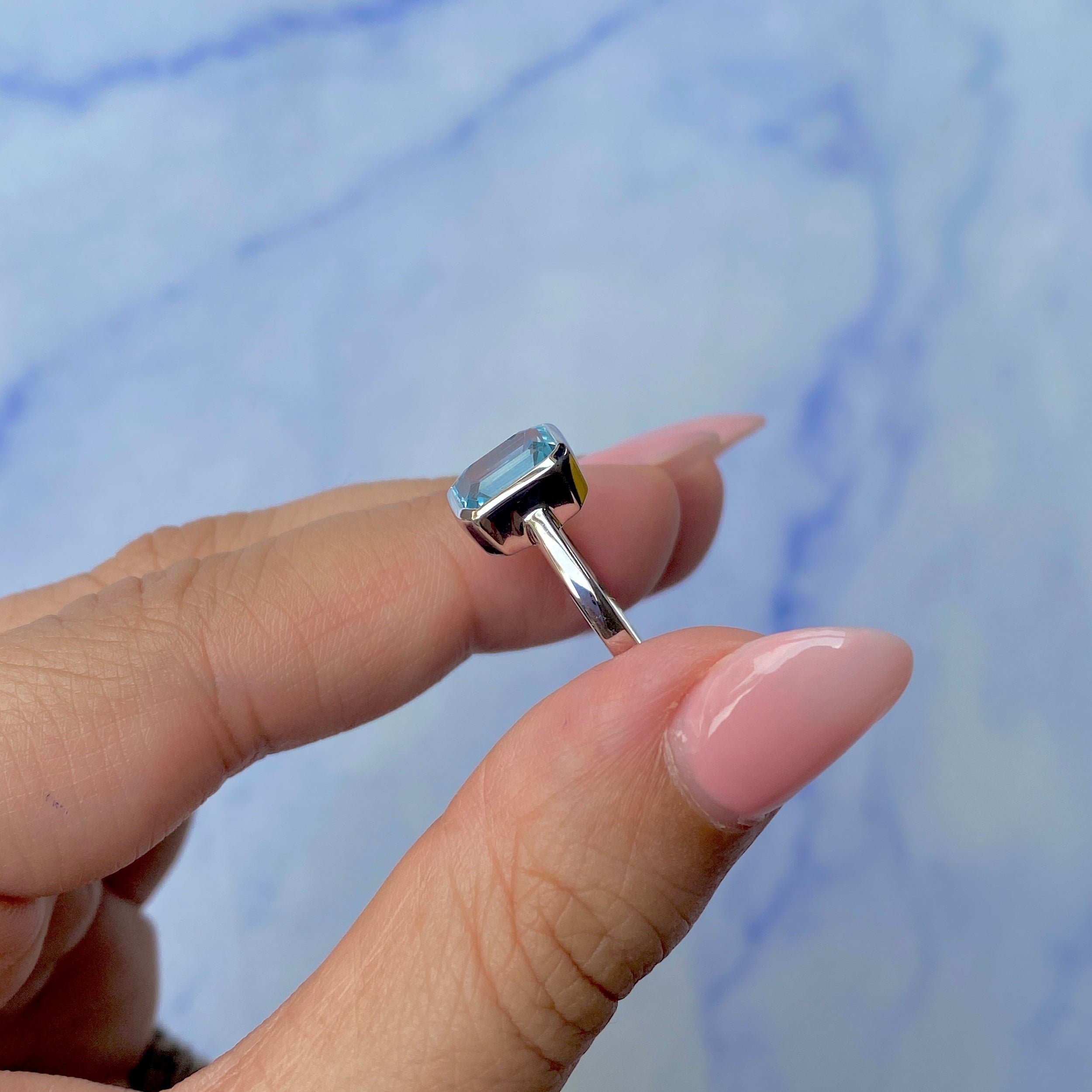 Blue Topaz Ring-(BTZ-SR-246.)