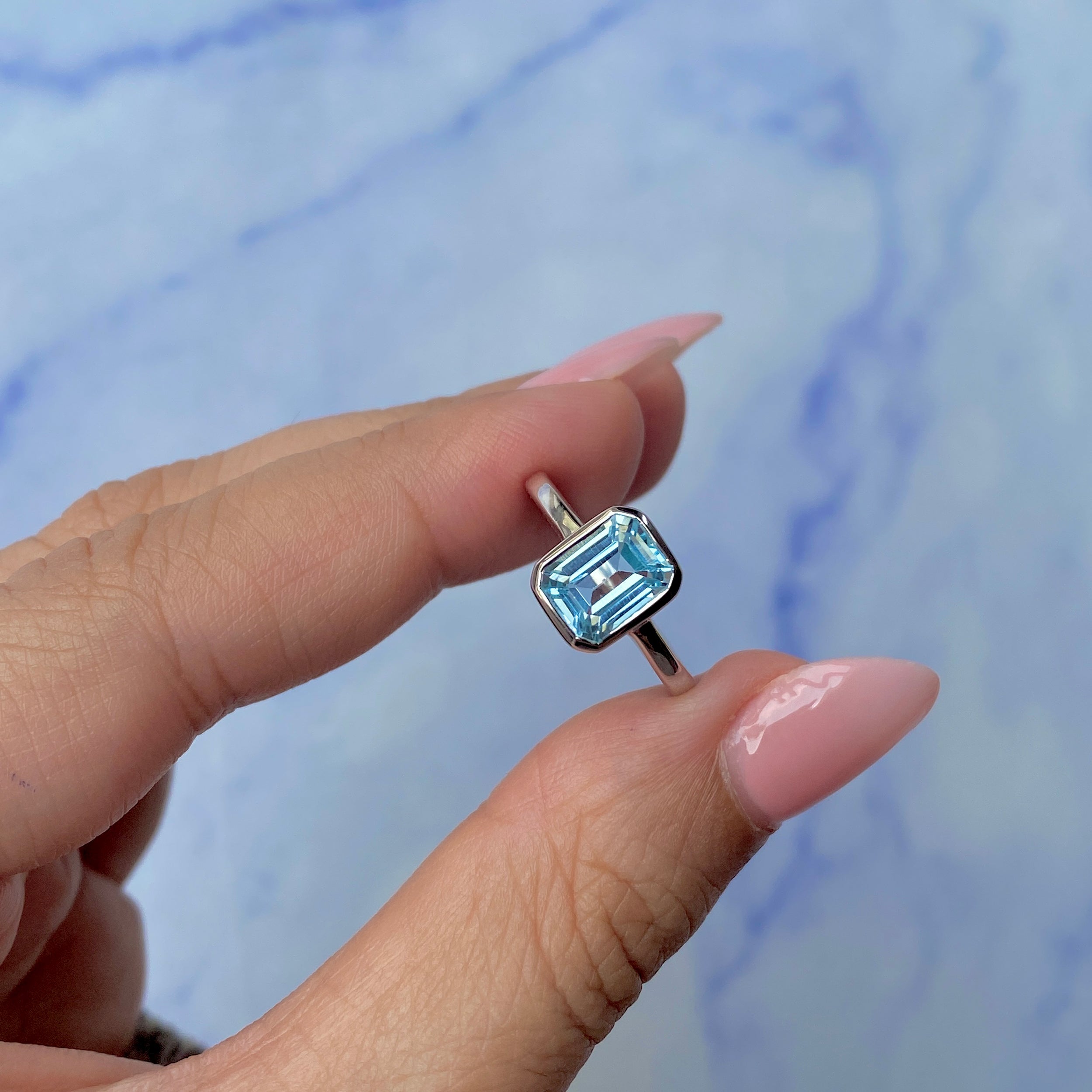 Blue Topaz Ring-(BTZ-SR-246.)