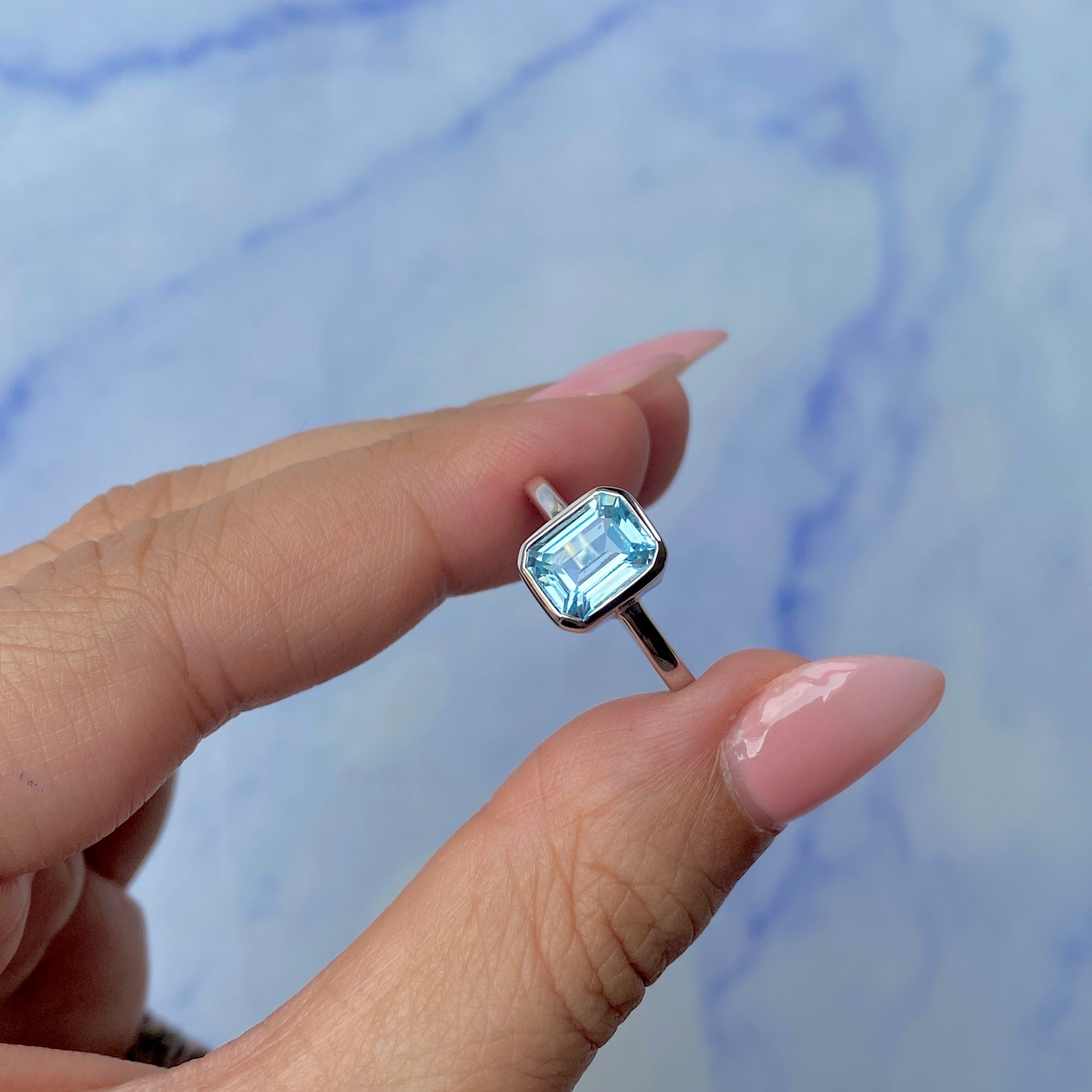 Blue Topaz Ring-(BTZ-SR-246.)