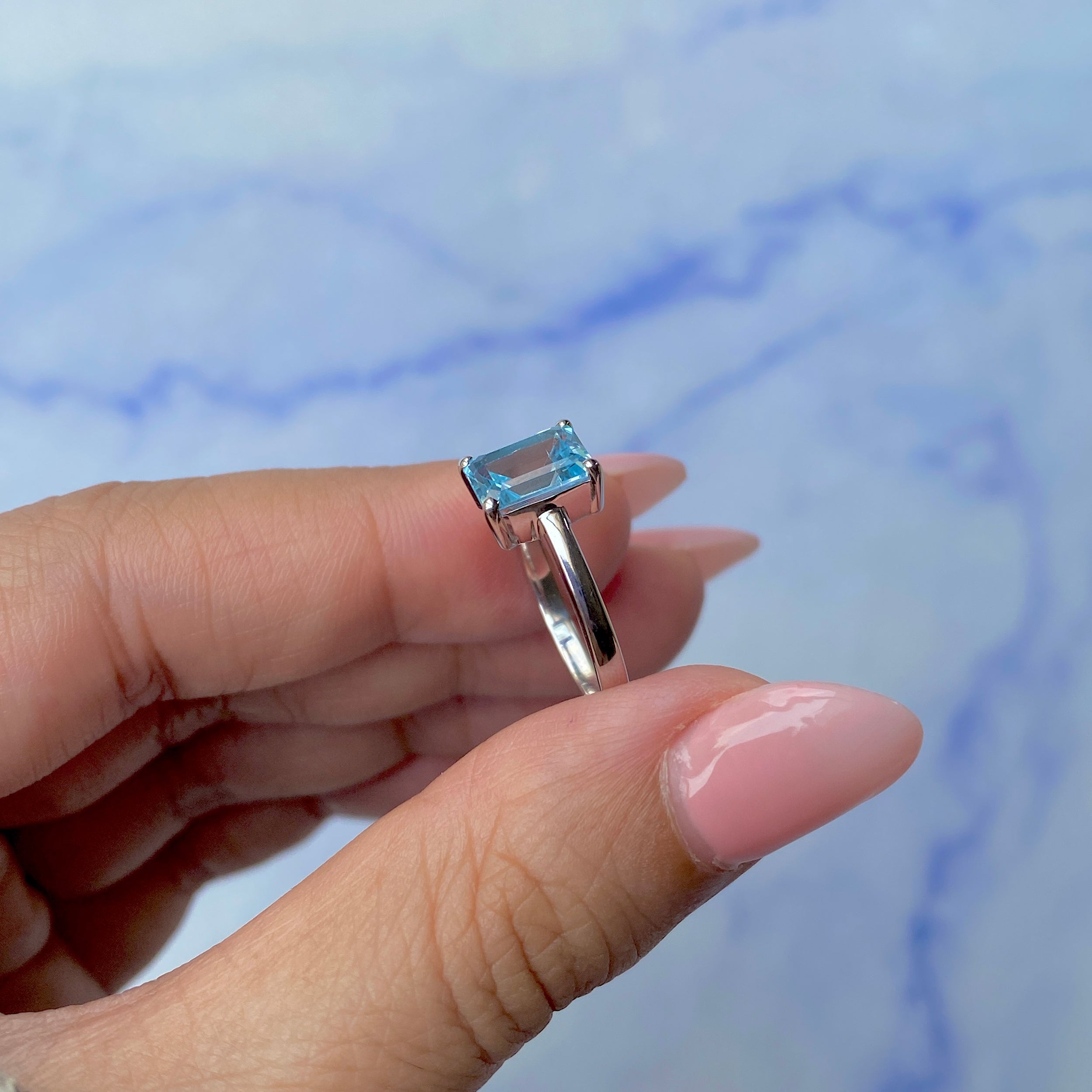 Blue Topaz Ring-(BTZ-SR-247.)