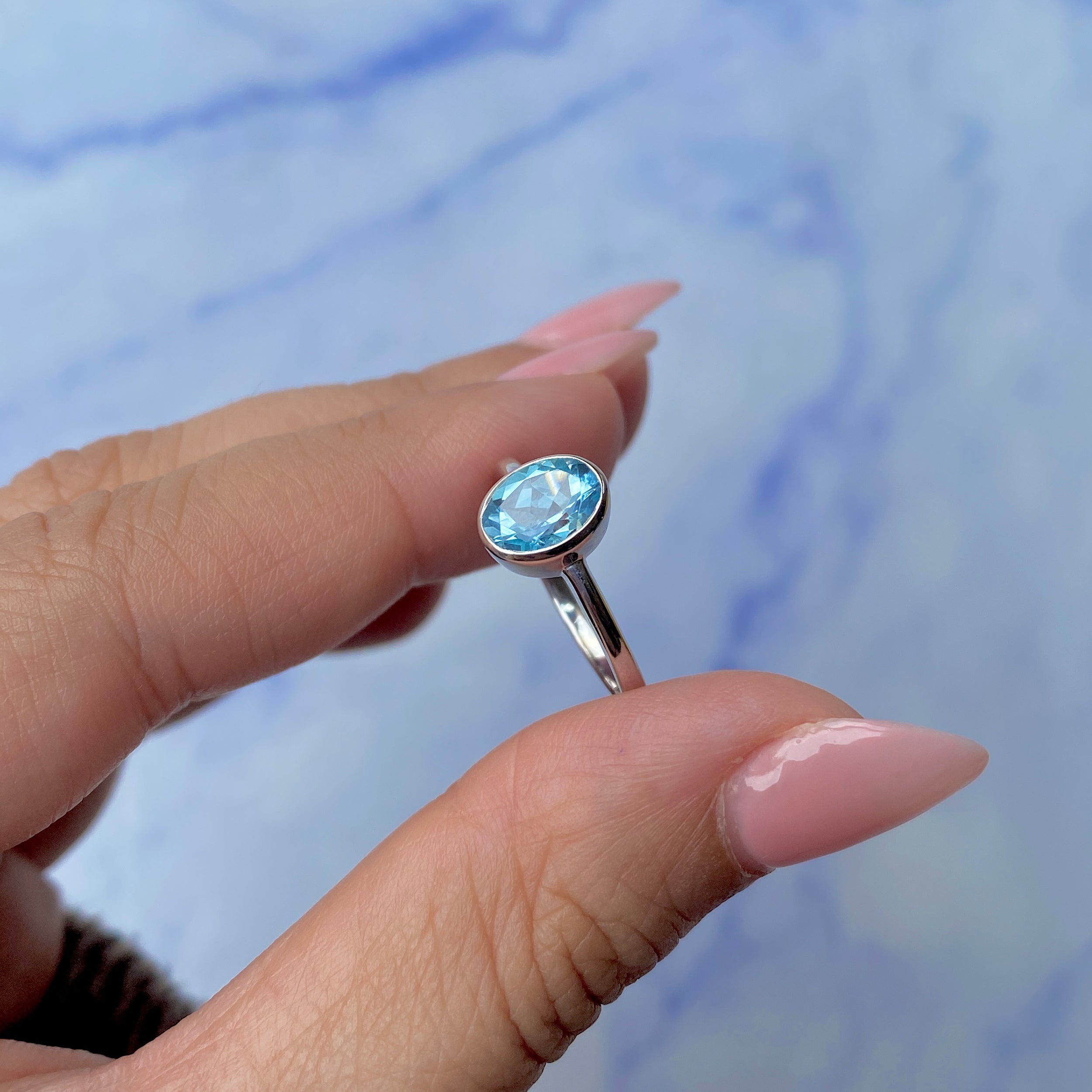 Blue Topaz Ring-(BTZ-SR-248.)