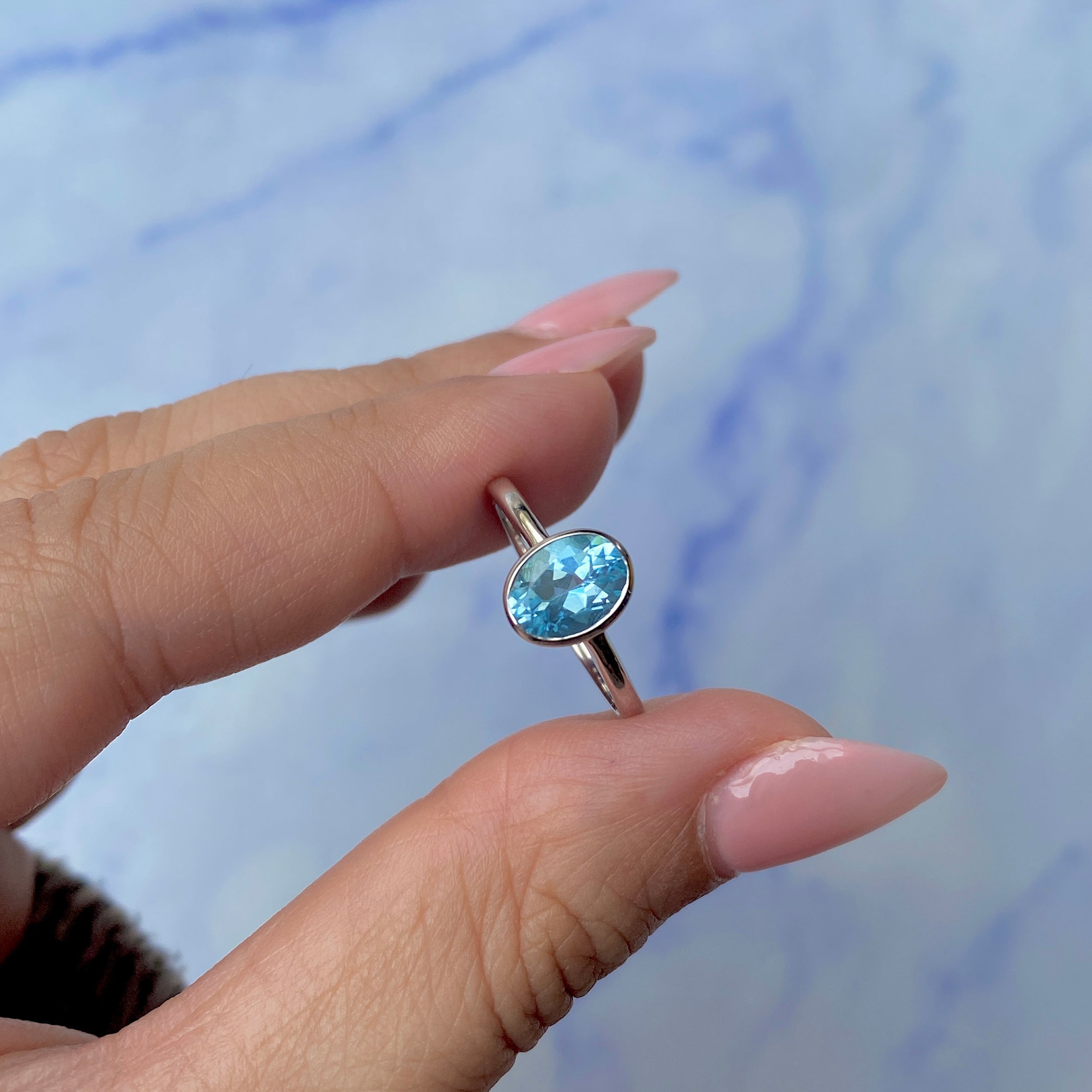 Blue Topaz Ring-(BTZ-SR-248.)