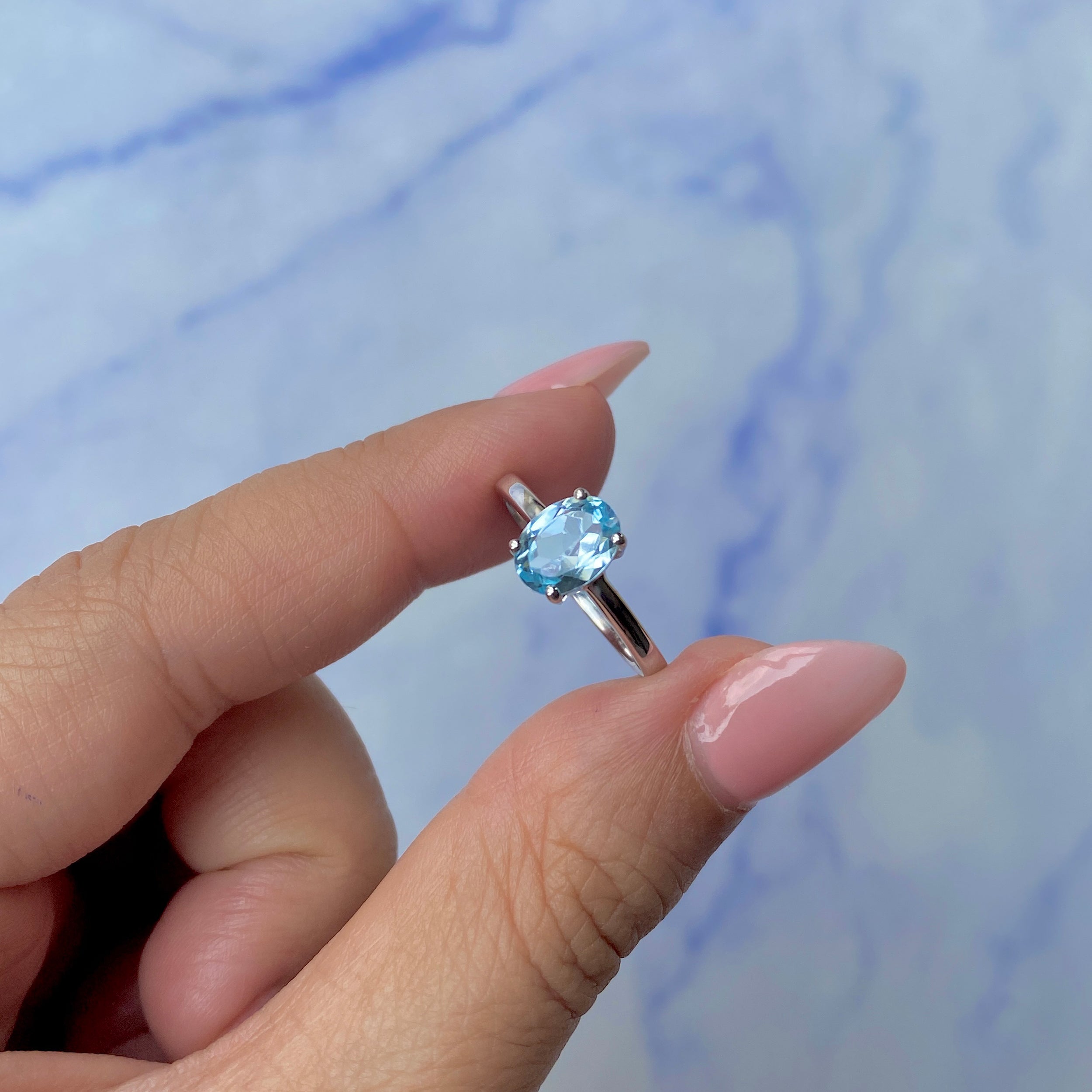 Blue Topaz Ring-(BTZ-SR-249.)