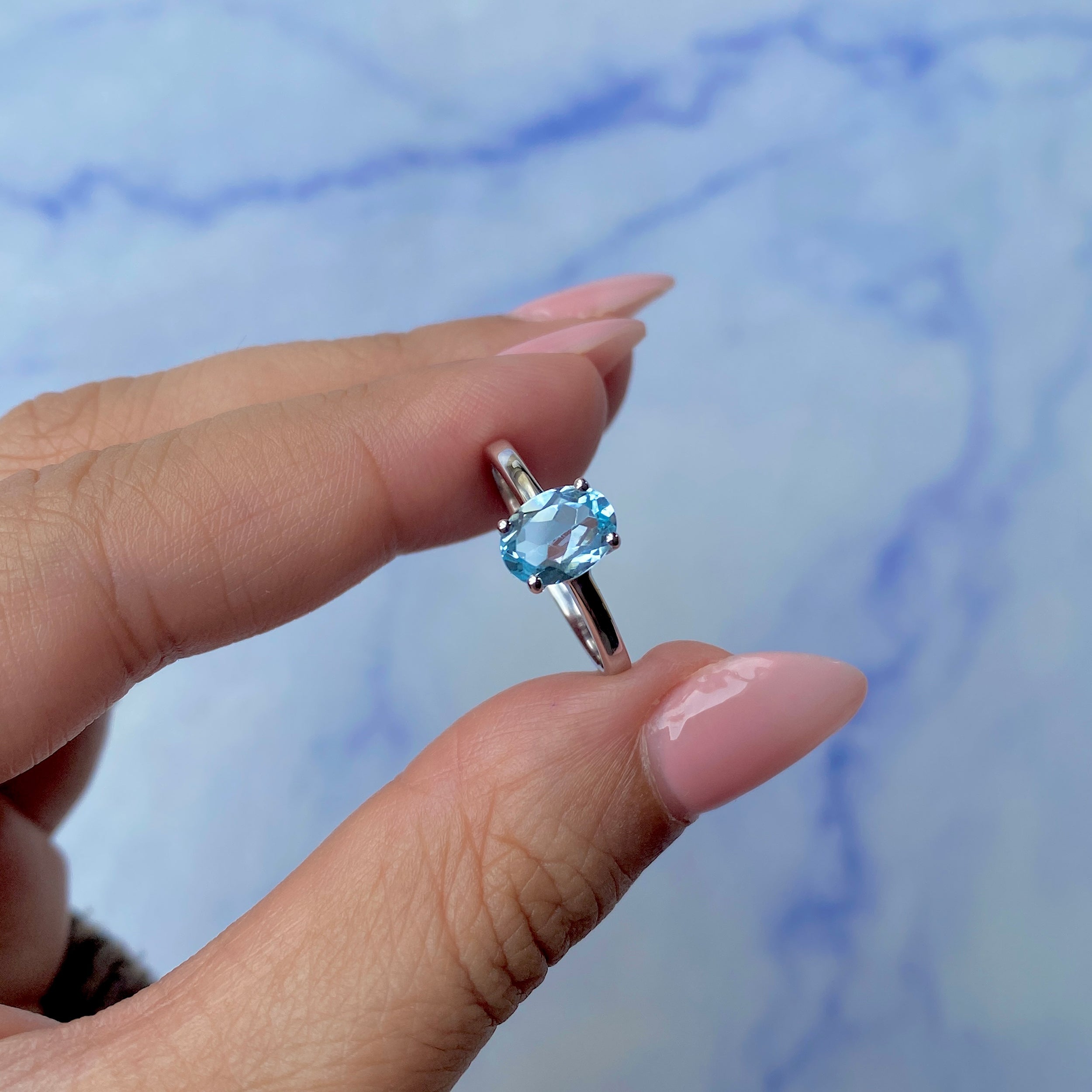 Blue Topaz Ring-(BTZ-SR-249.)