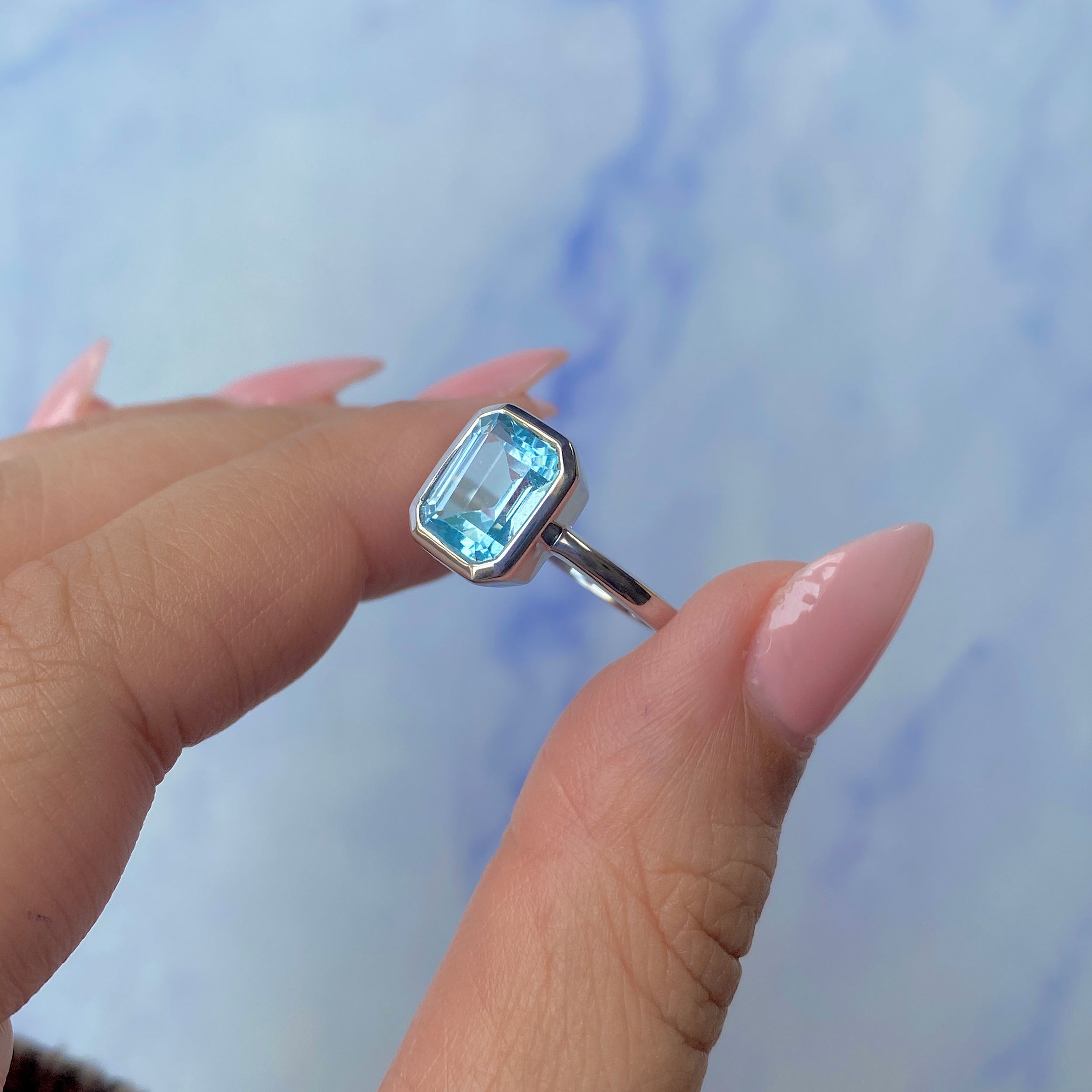 Blue Topaz Ring-(BTZ-SR-250.)