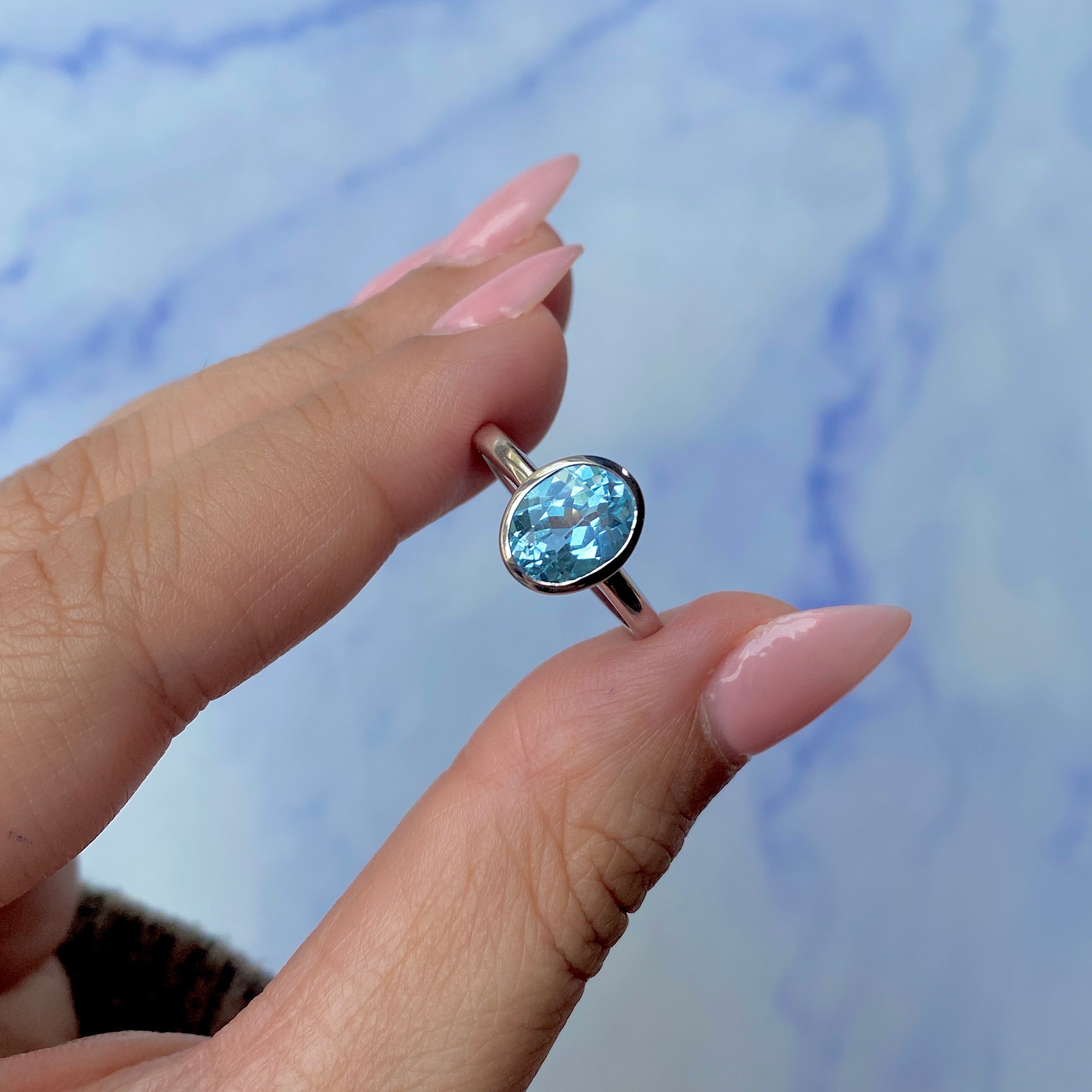 Blue Topaz Ring-(BTZ-SR-251.)