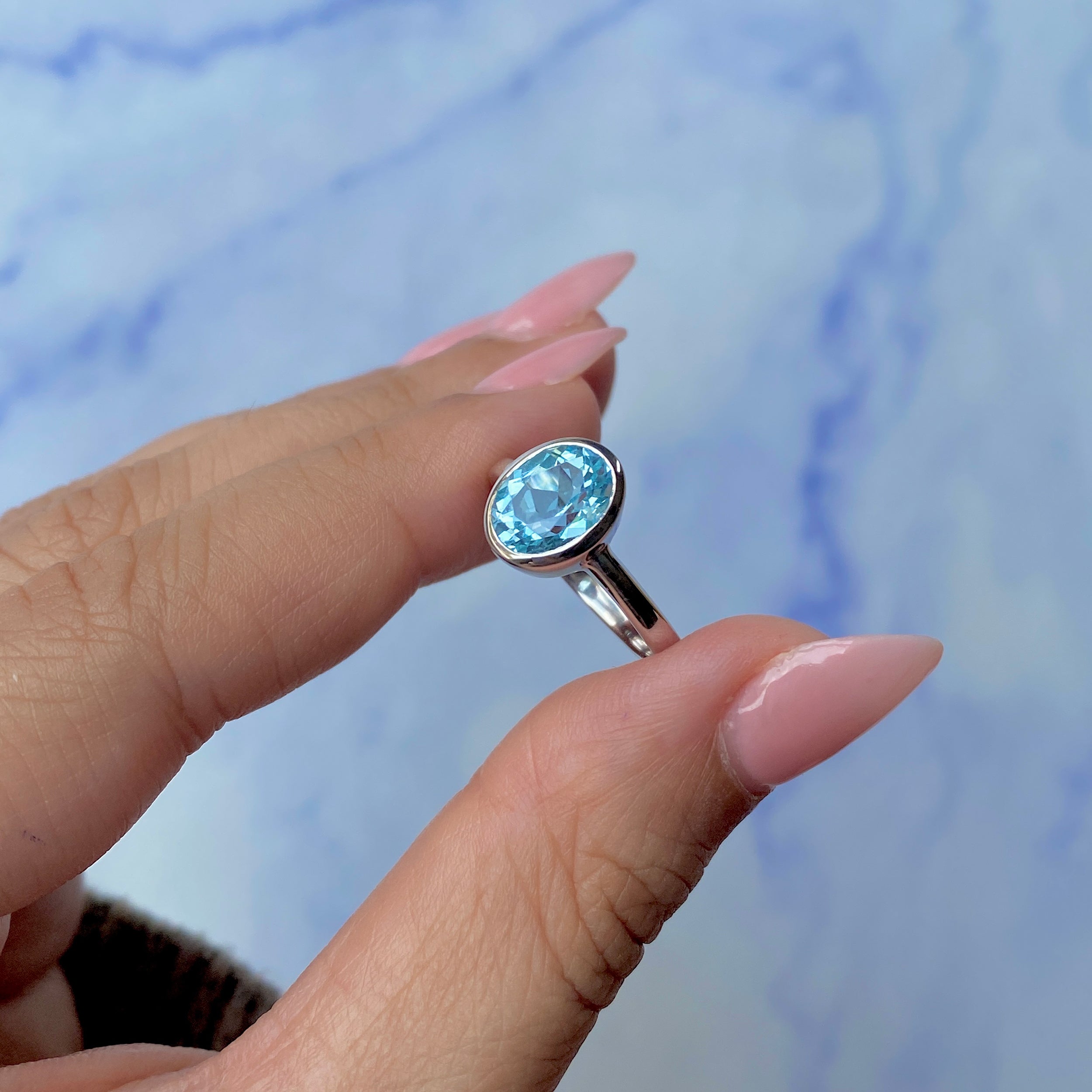 Blue Topaz Ring-(BTZ-SR-251.)