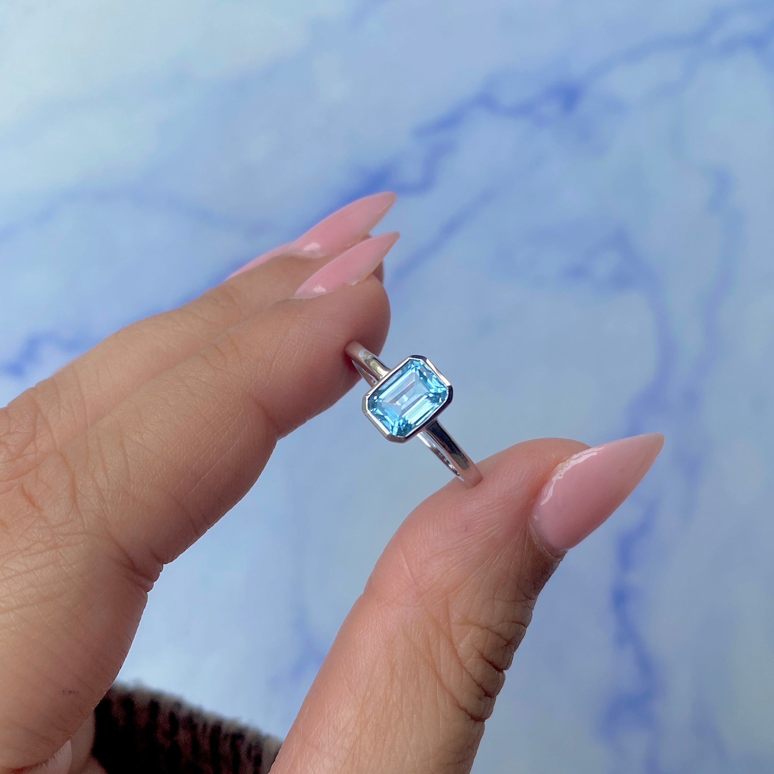 Blue Topaz Ring-(BTZ-SR-2765.)