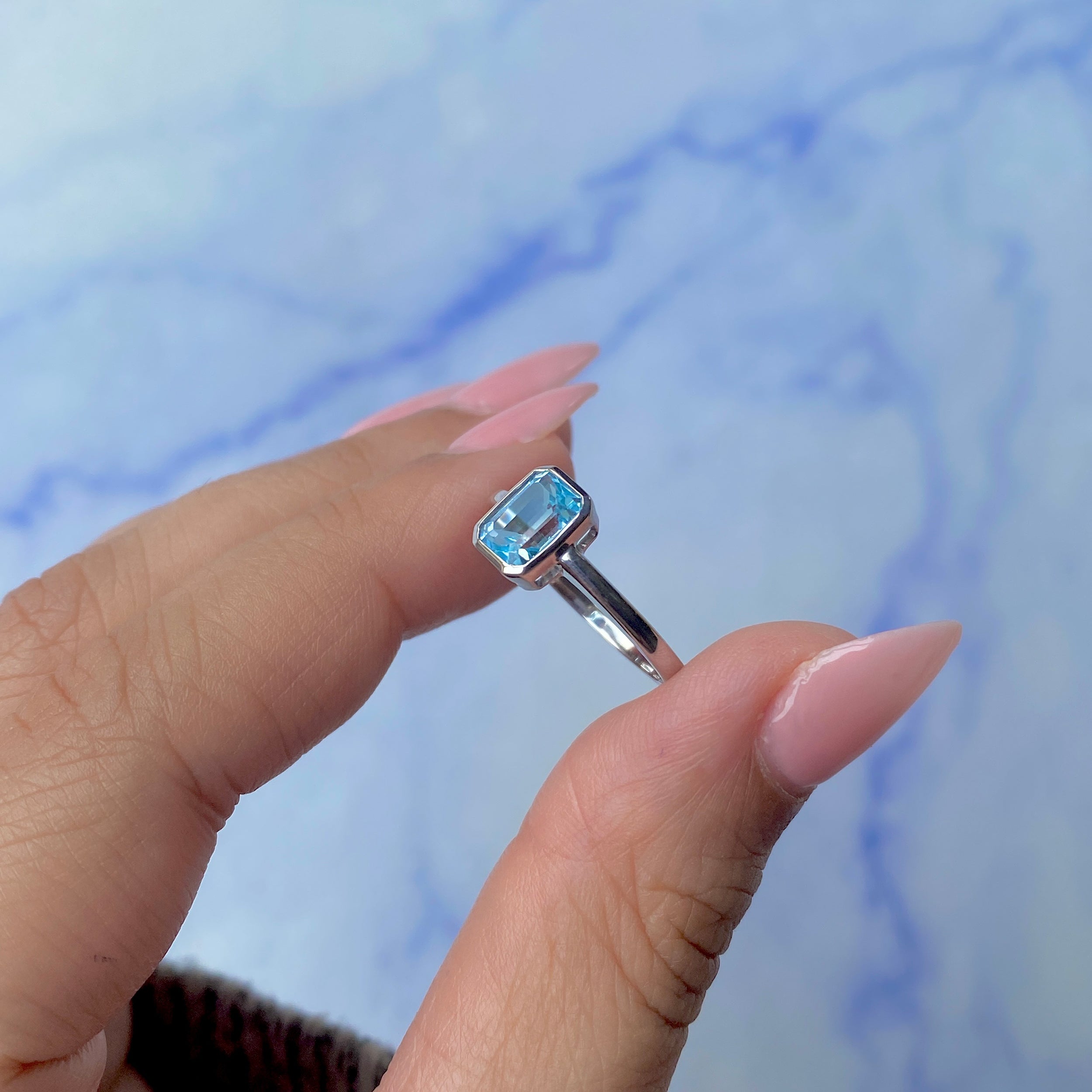Blue Topaz Ring-(BTZ-SR-2765.)